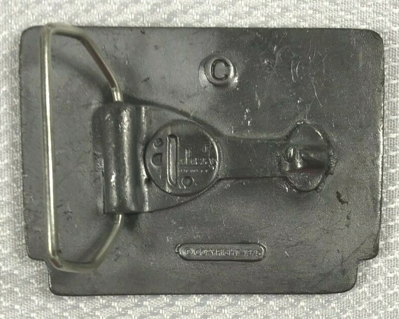 Vintage 1975 WYOMING w/ Horses Dezy Pewter Tone Belt Buckle
