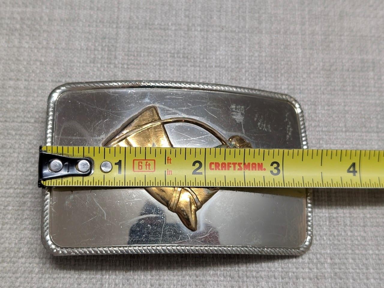 1970s vintage HORSE HEAD belt buckle NICKEL SILVER cowboy WESTERN rodeo