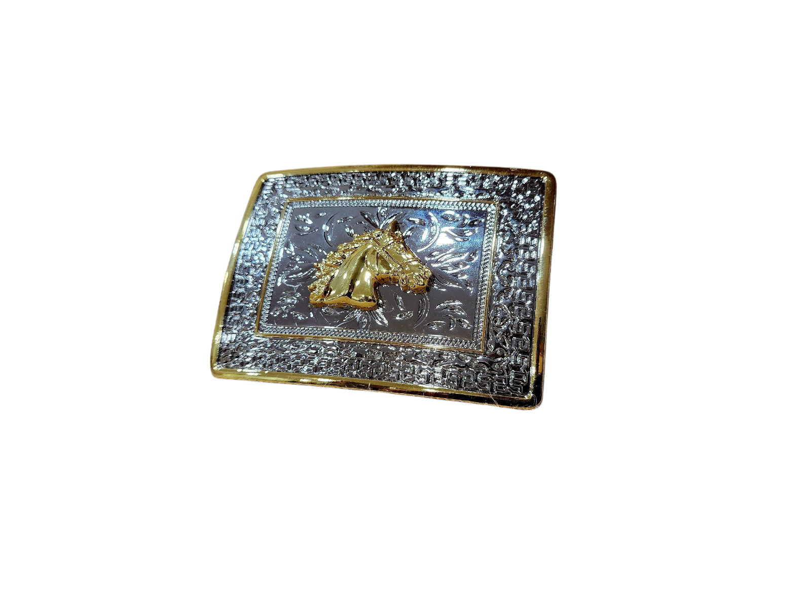Silver Gold Plated Horse Head Caballo Western Rodeo Belt Buckle Hebilla Vaquera