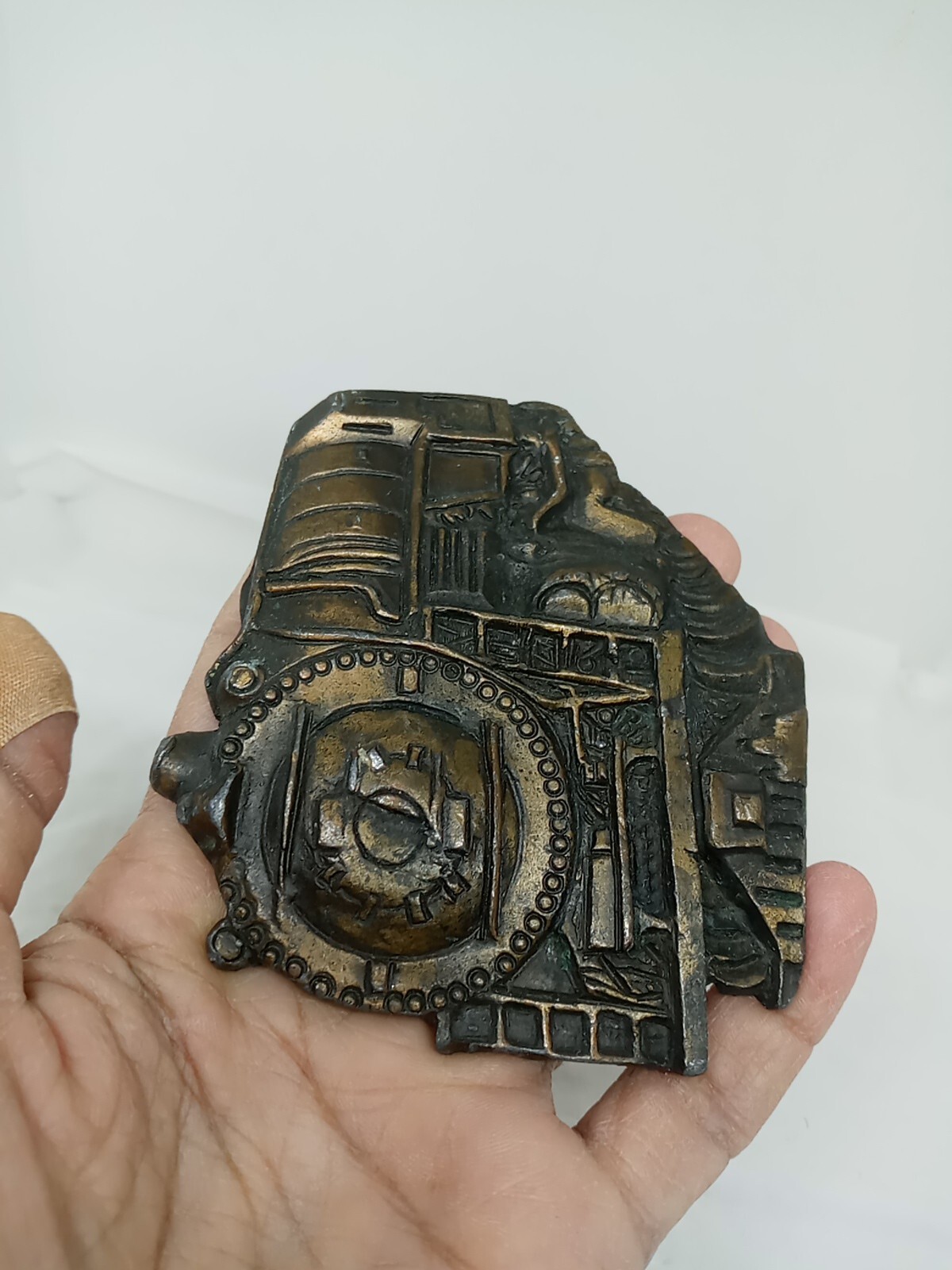 Vtg. Install 1978 Bronze Locomotive Train Belt Buckle. Antiq Finish.#1142. Heavy