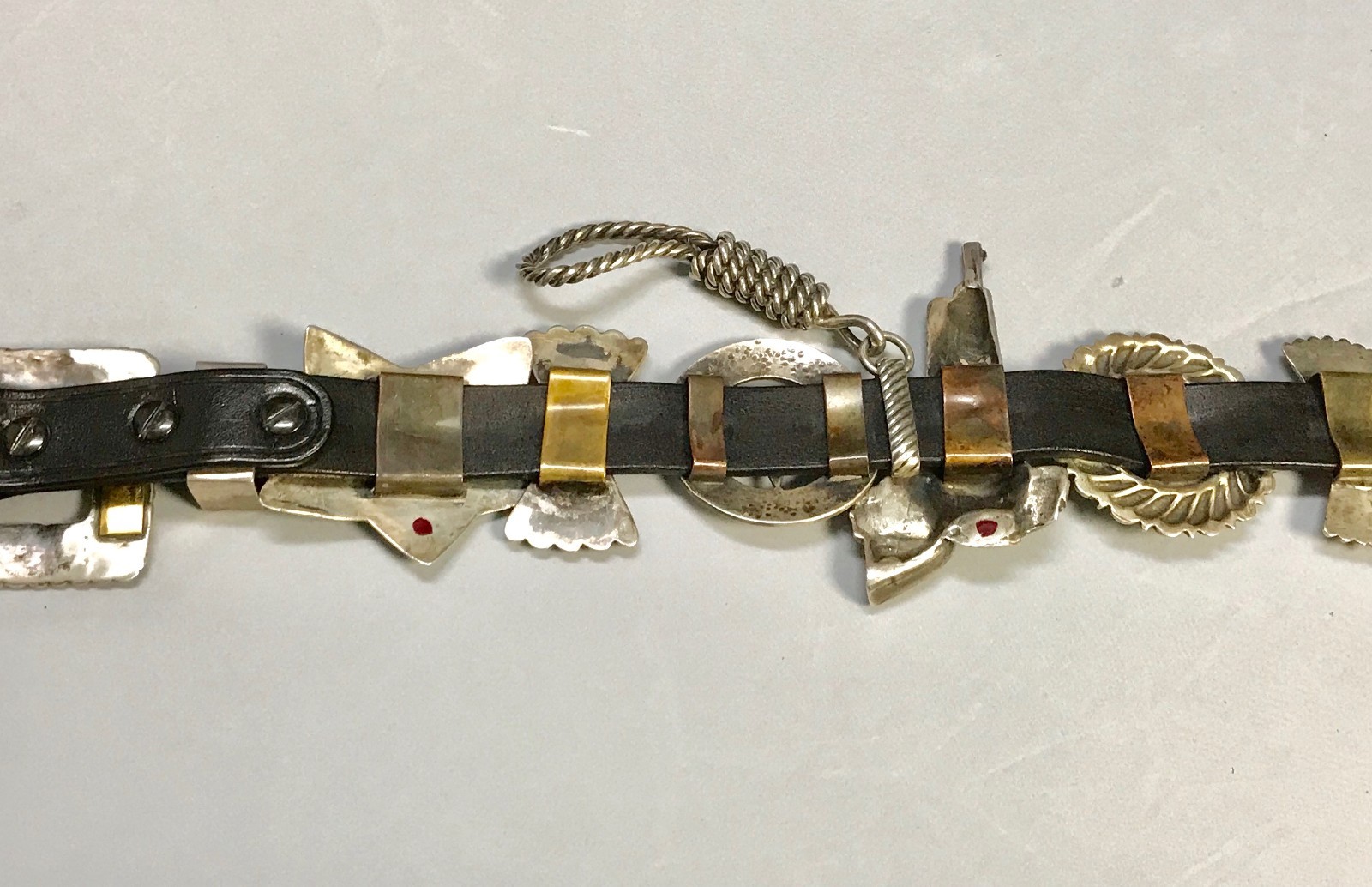 Arnold Goldstein Sterling Silver Concho Black Belt