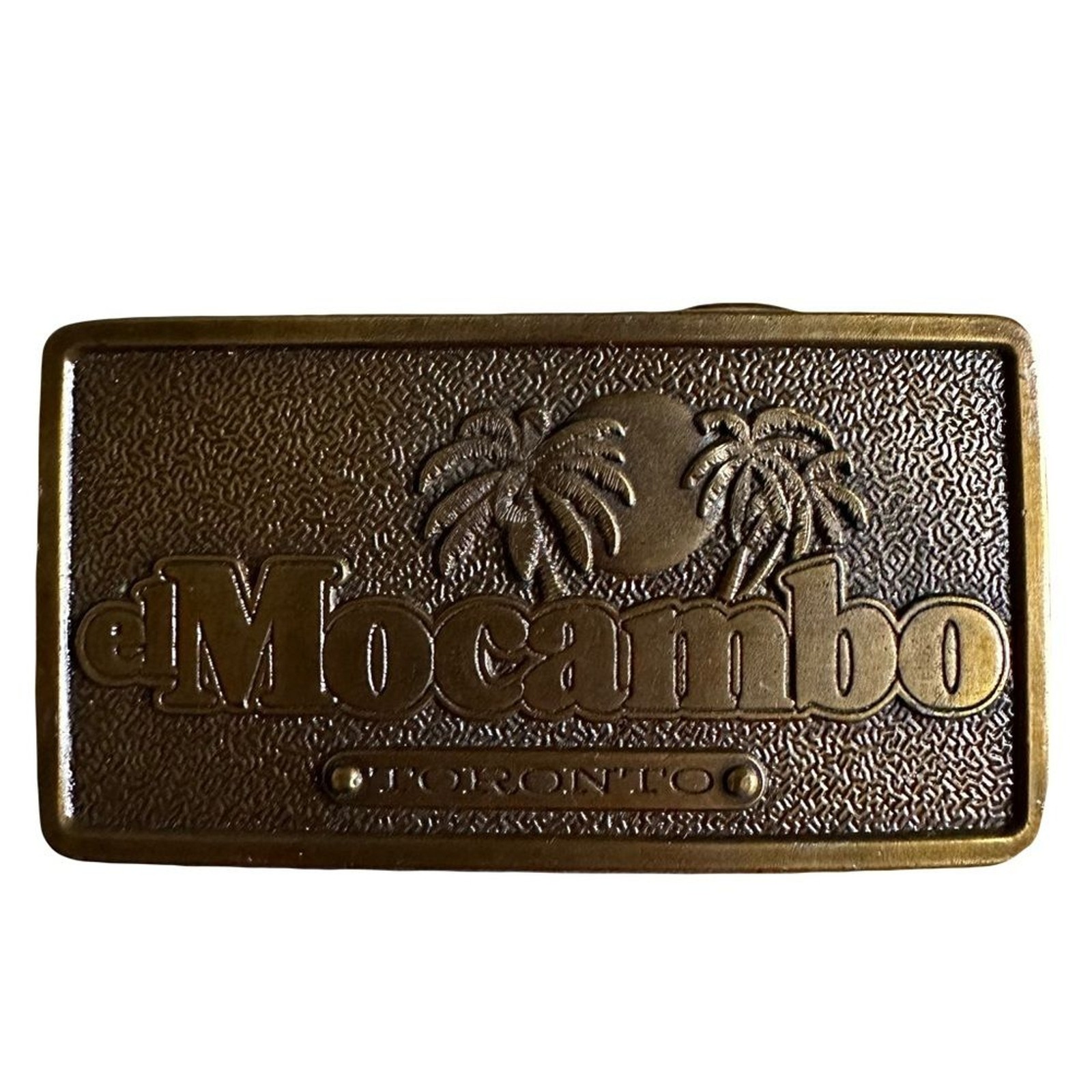 Vintage belt buckle El Mocambo Music Hall Toronto 1976 Jimm Watson Palms Sun