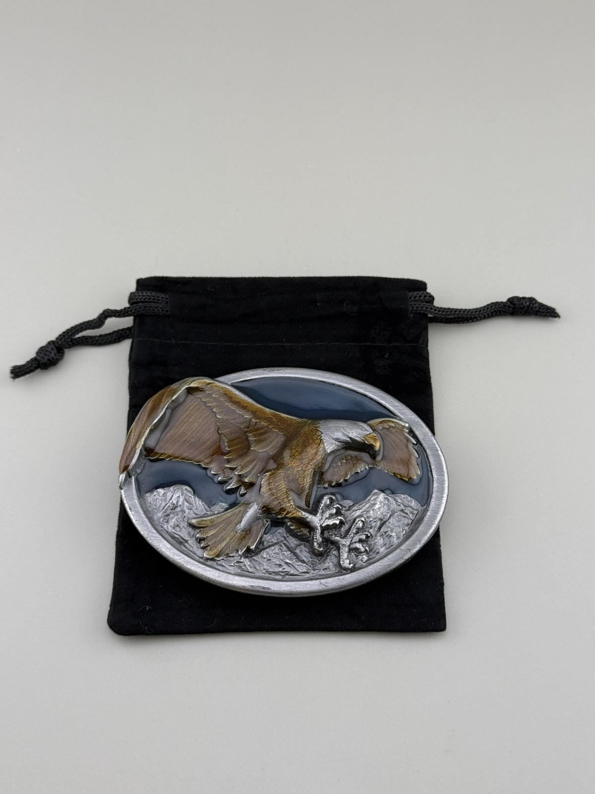 Bergamot Brass Eagle Belt Buckle 1984 Vintage Western Americana