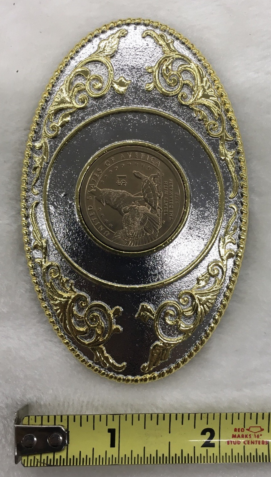 2013 Commemorative Mint Sacagawea Native American Dollar Coin Belt Buckle