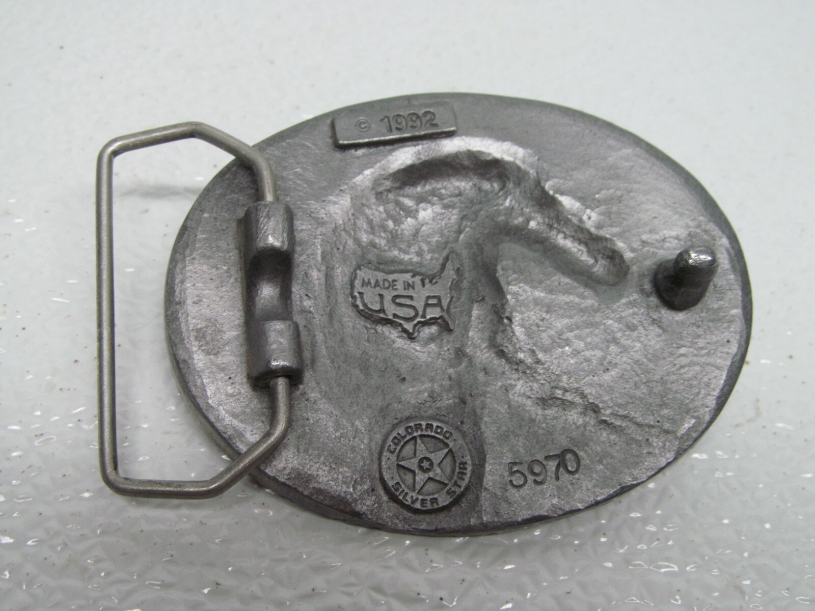 Belt Buckle 1992 Colorado Silver Star Eagle Made in USA