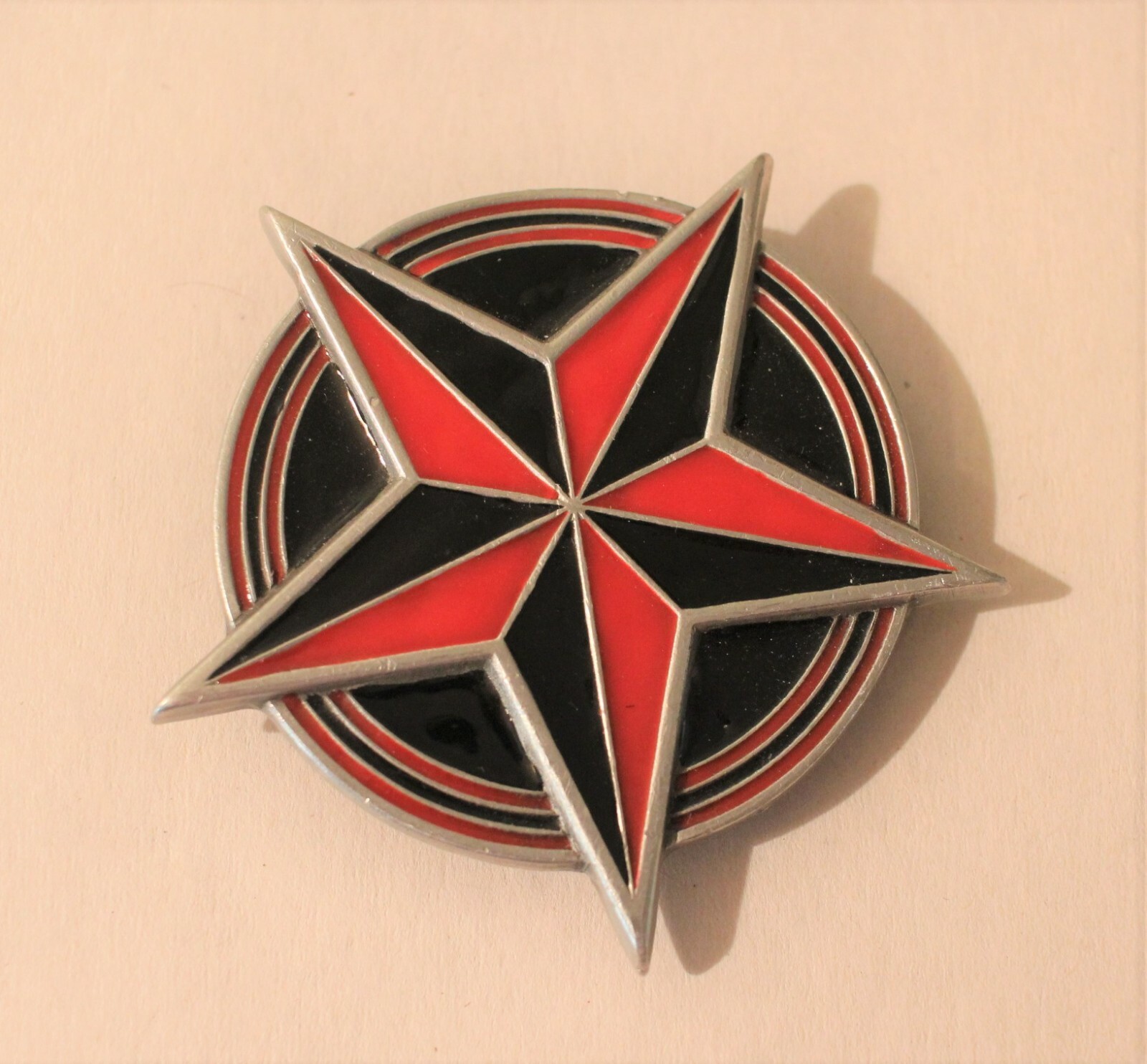 Nautical Star Red/Black Belt Buckle 2002 Great American Products Fine Pewter