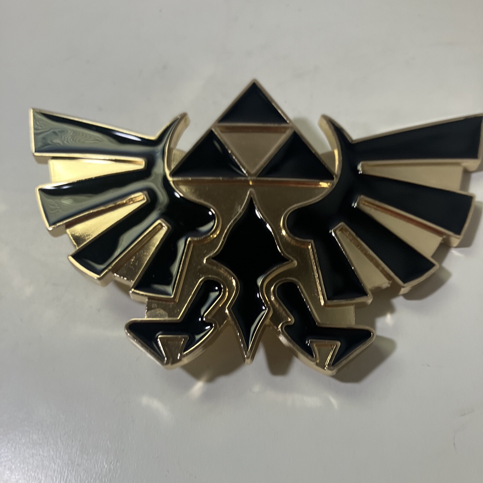 Nintendo Buckle The Legend Of Zelda Black and Gold Triforce Belt 4.75 x 2.75”