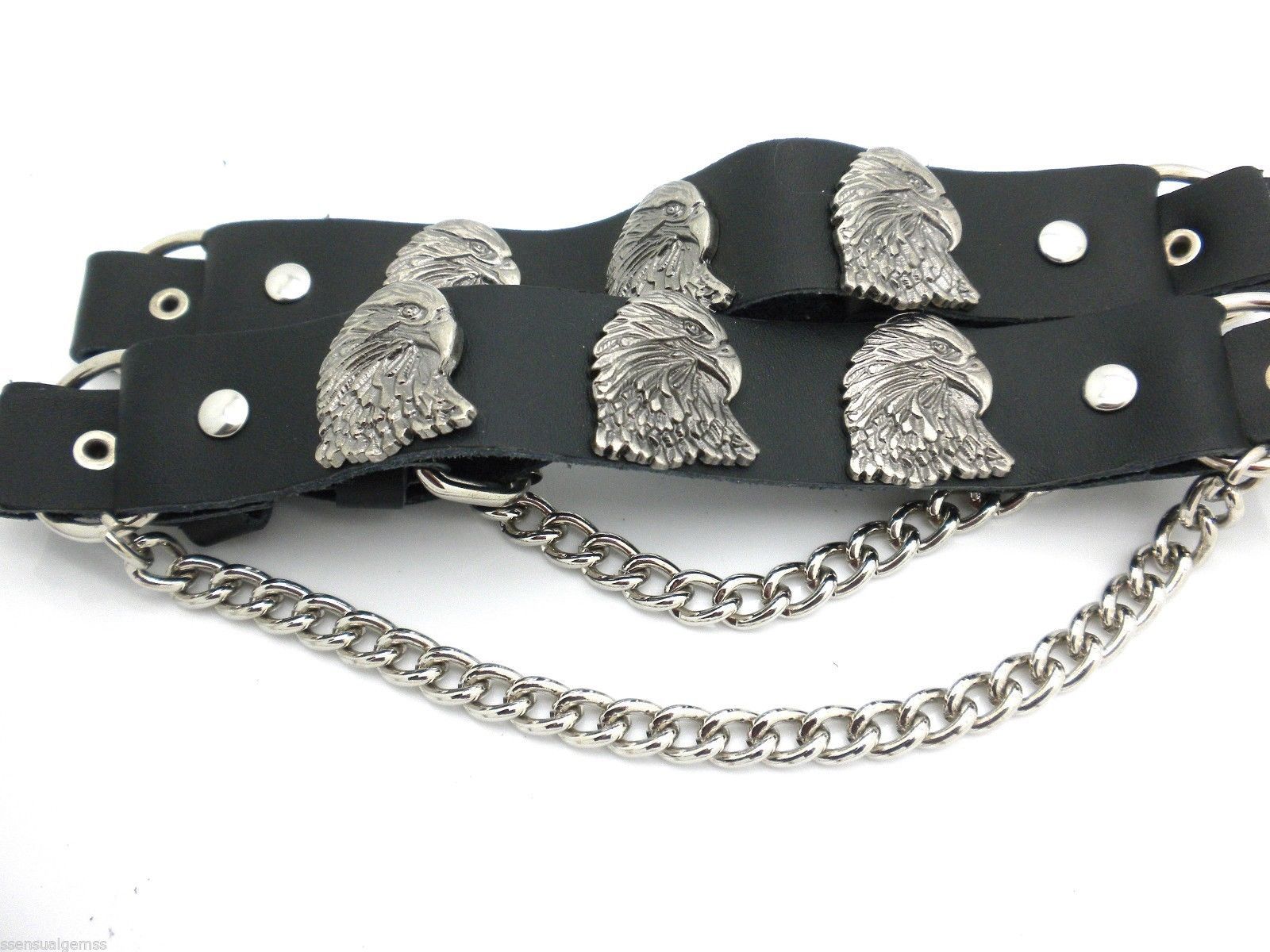 Eagle Leather Biker Western Boot Straps W Chain Buckle Women&rsquo;s Men PAIR