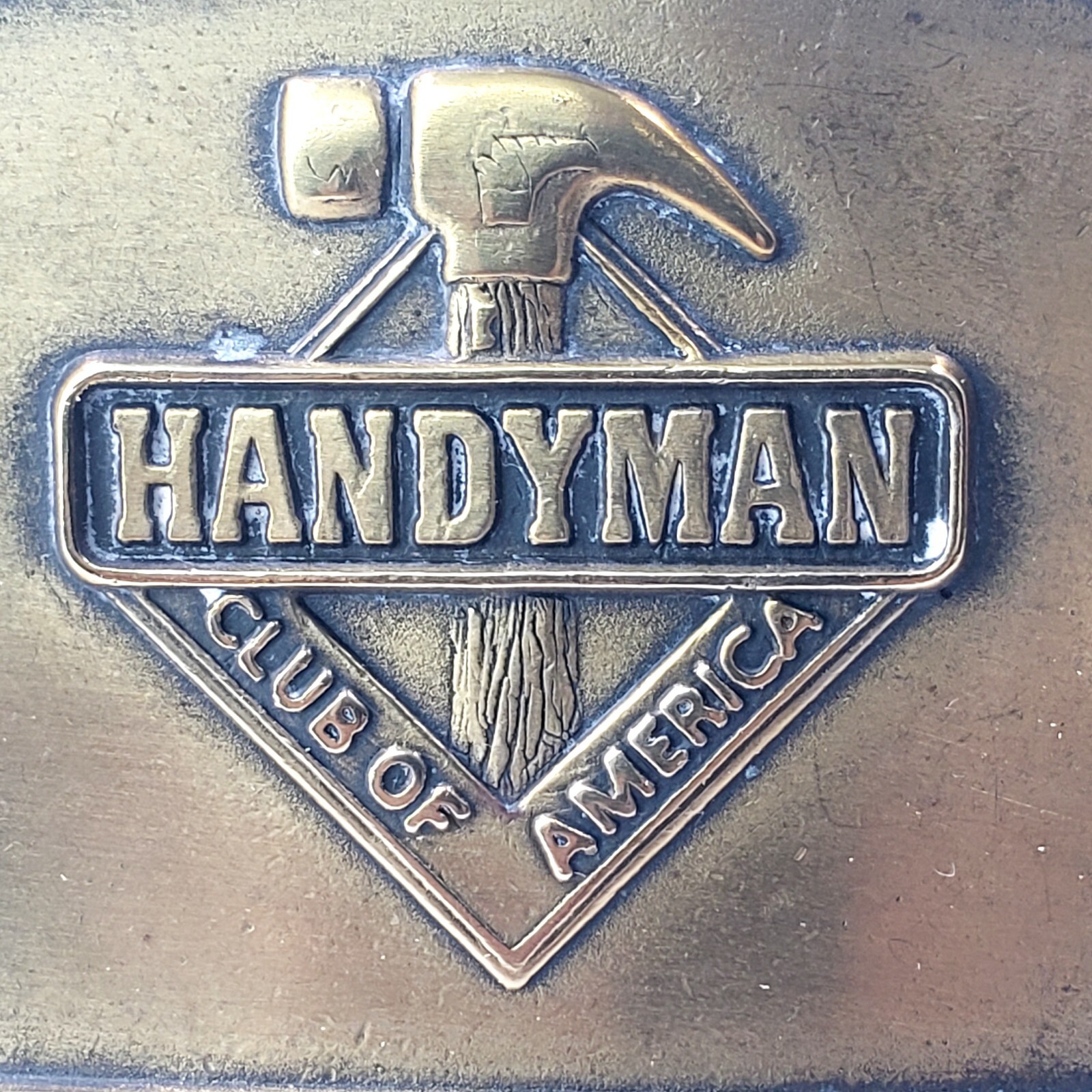 Vintage 90&rsquo;s 1996 Handyman Club Of America Life Member Hammer Logo Belt Buckle