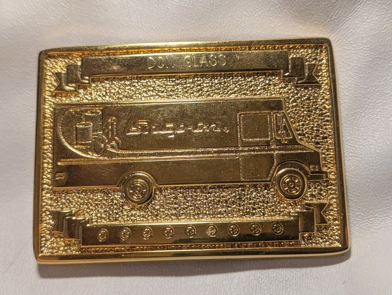 Vintage Snap On Tools Dealer 23K GOLD PLATED Brass Award Belt Buckle