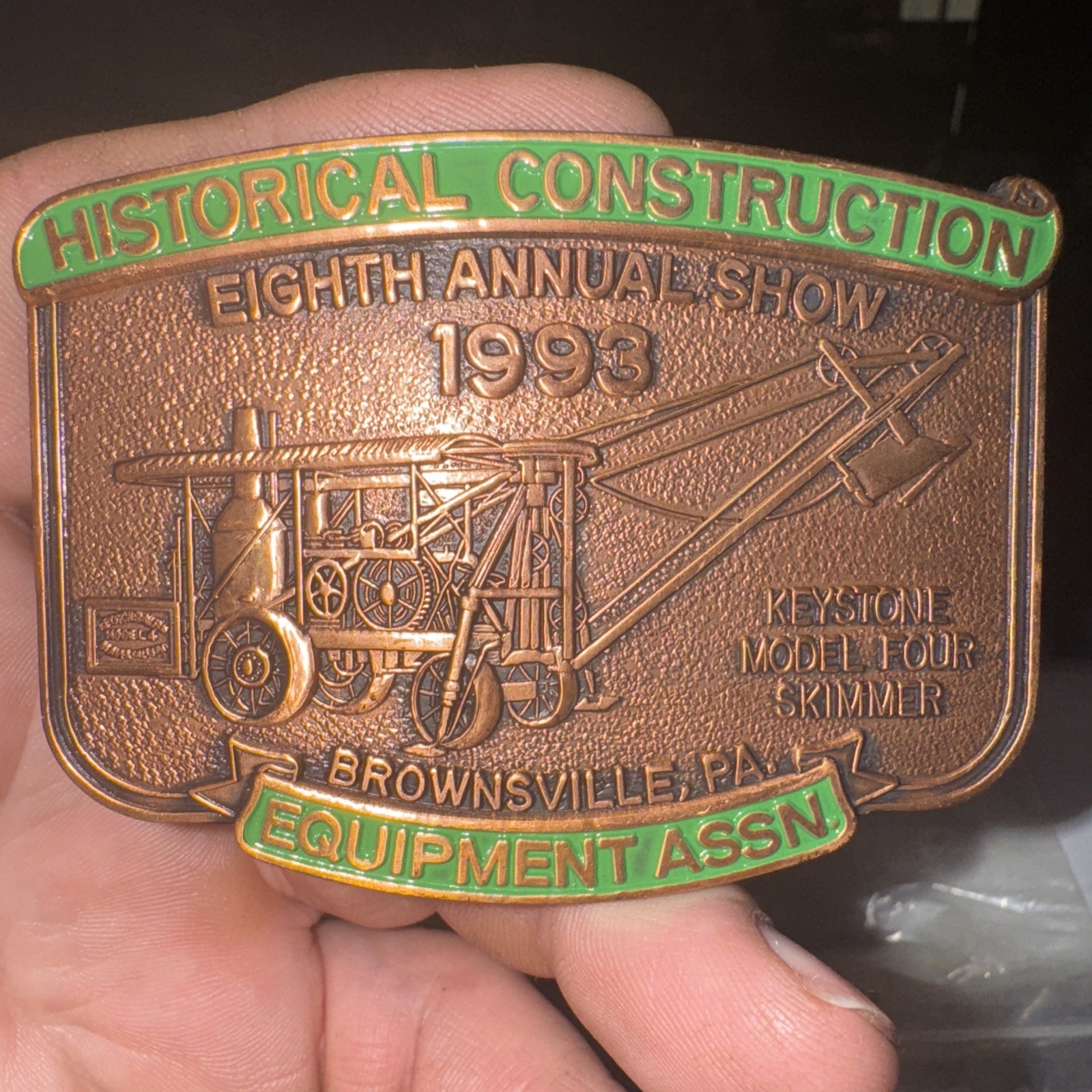 Historical Construction Equipment Show Belt Buckle Limited Edition Embossed 1993