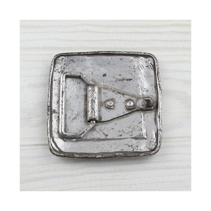Destroyed Look Belt Buckle Antique Silver Metal Vintage Skirt Biker Grunge Style