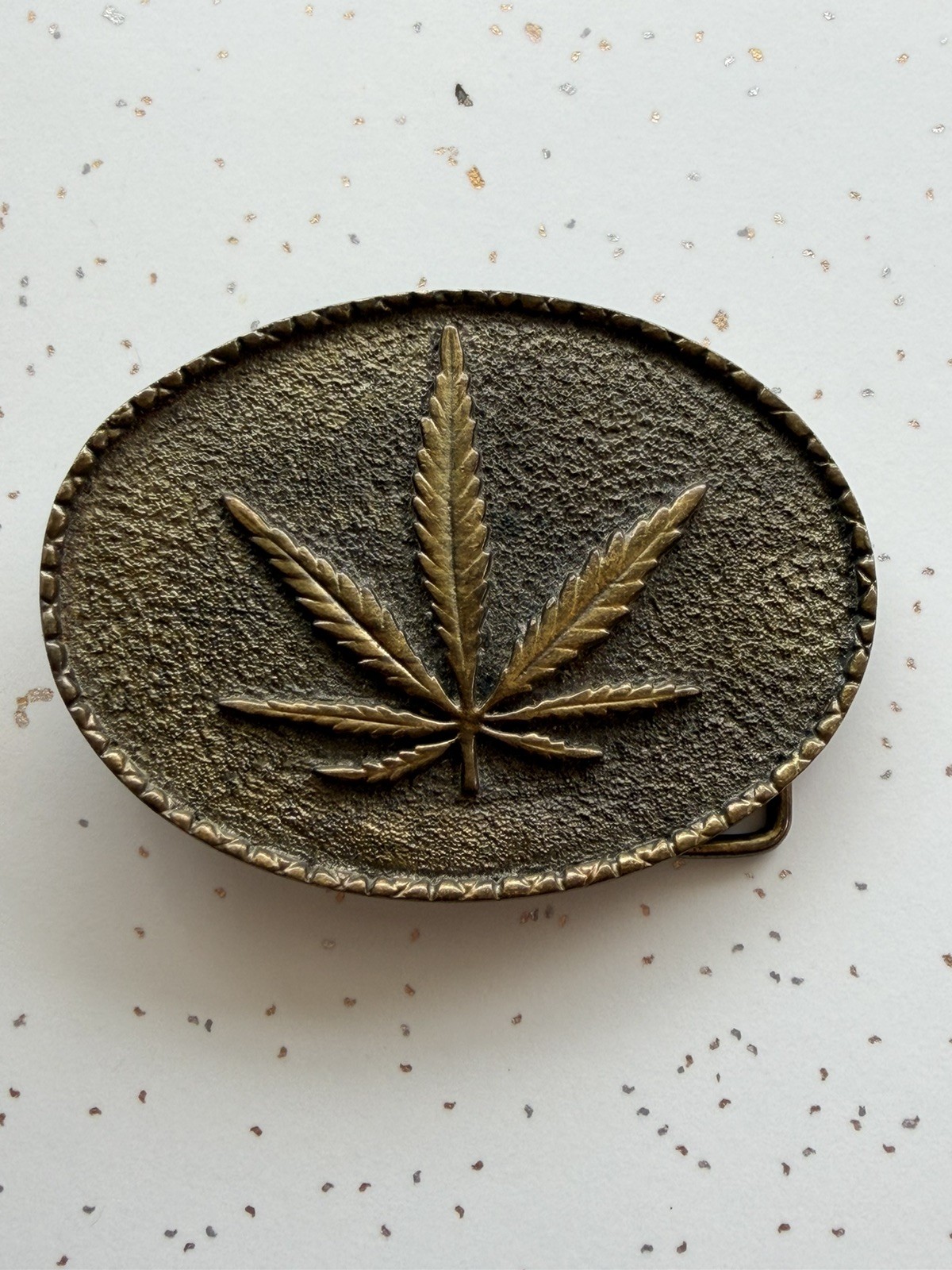 Vintage 1975 Adezy Denver Marijuana Leaf Brass Belt Buckle Brass Cannabis Weed