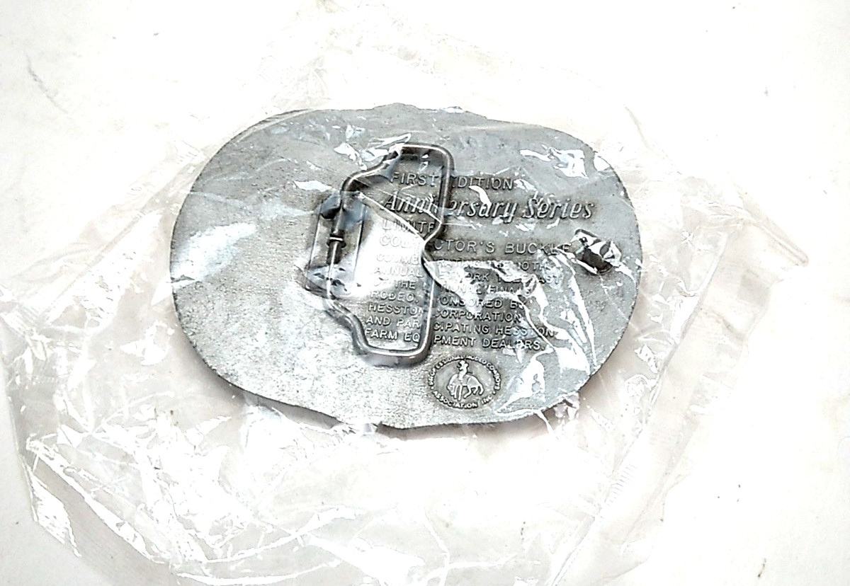 National Finals Rodeo Hesston 1983 NFR Adult Cowboy Buckle New in Plastic