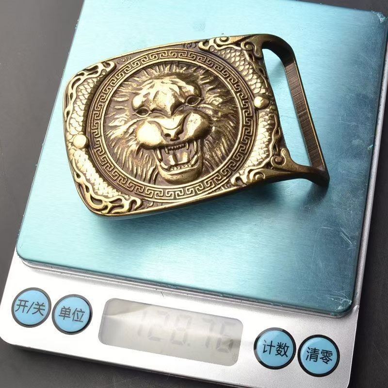 Men&rsquo;s solid pure brass embossed plate belt buckle head casual smooth buckle