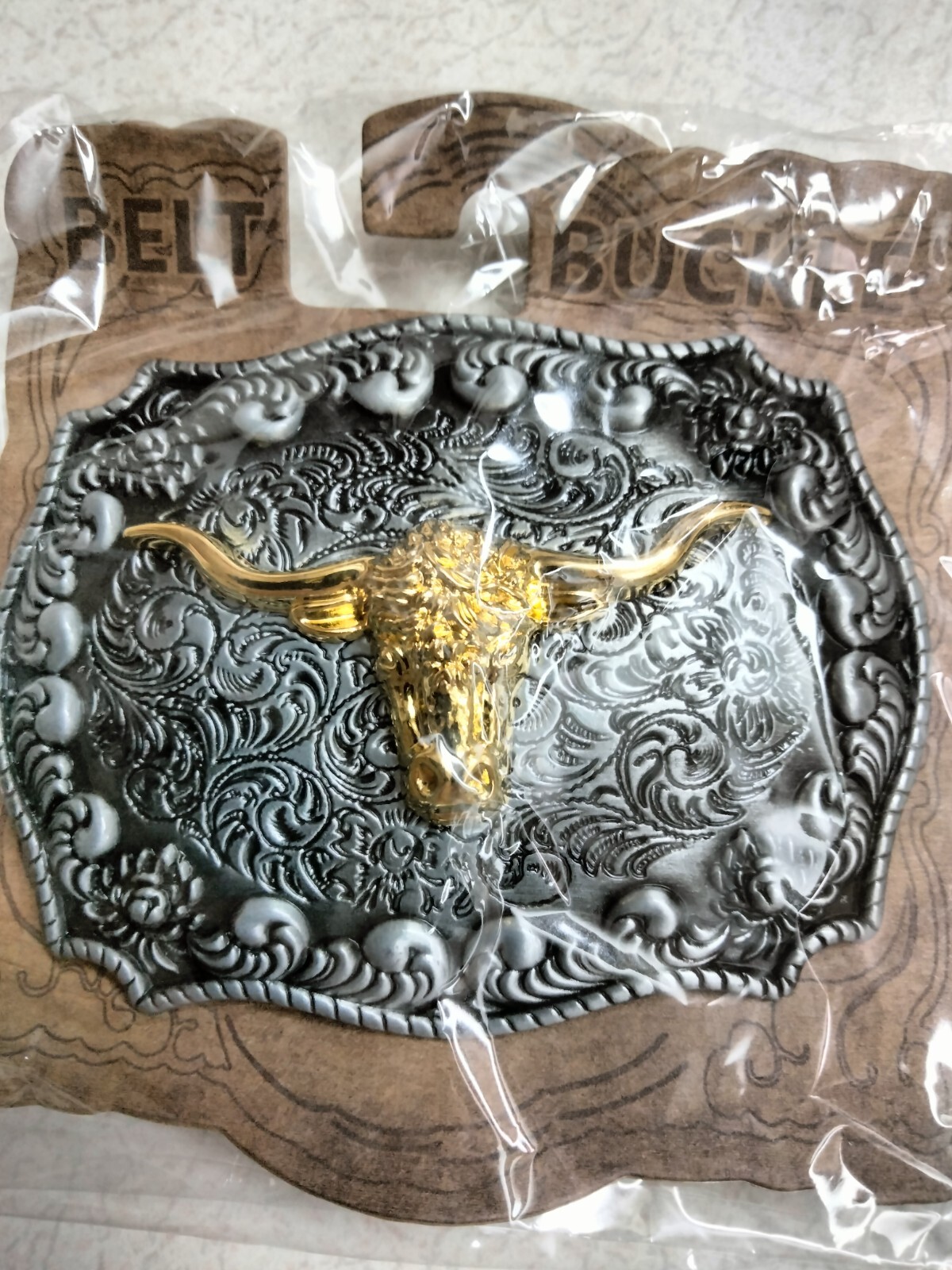 Western Rodeo, Bull Riding with 3-D Bull or Steer metal belt Buckle, New! #3
