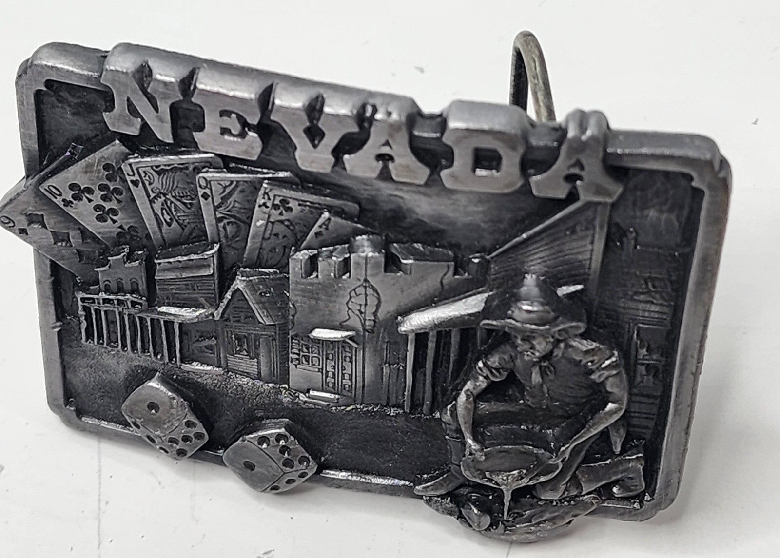 Nevada State Belt Buckle, 3D Image, Heavy, Gold Miner Casino, Signed 1982 H-20