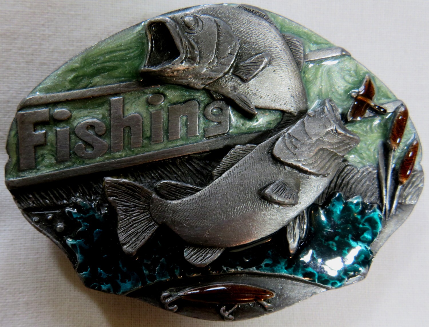Fishing Vintage Belt Buckle 1991 Arroyo Grande Nature Wilderness USA Made