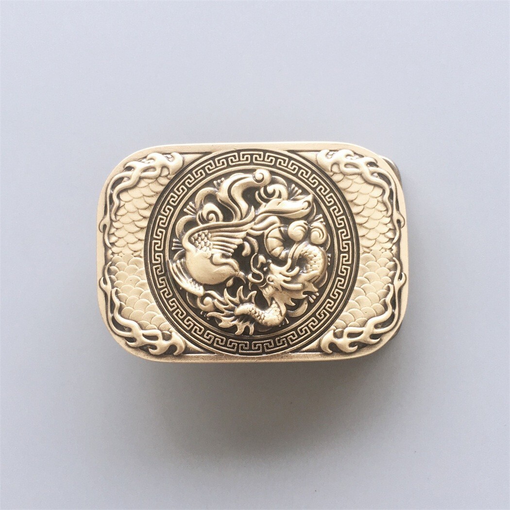 Dragon Rectangle Solid Brass Belt Buckle Gurtelschnalle Boucle de Ceinture