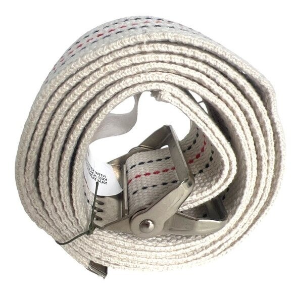 Gait Belt With Metal Buckle 60&Prime; Cotton Medline White Red Blue Stripes