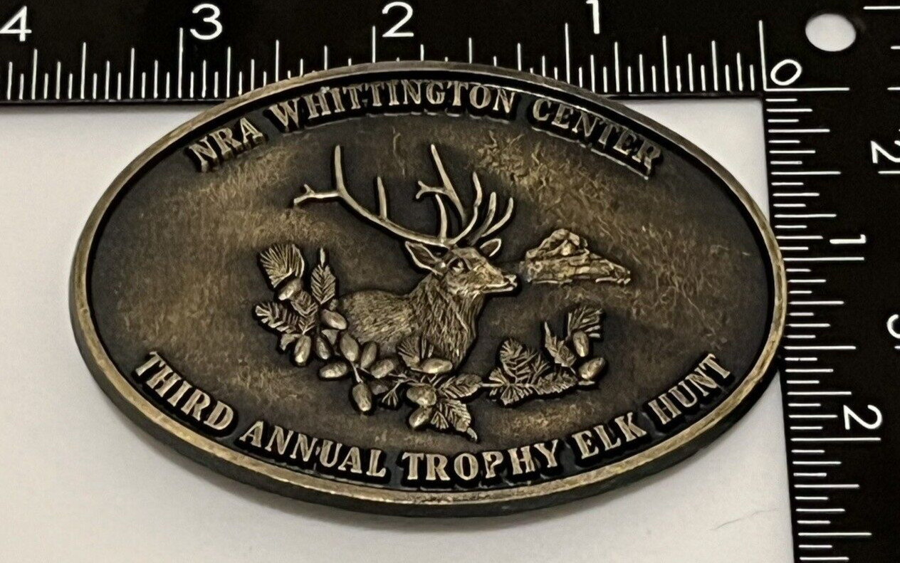 SJ03122 **NRA WHITTINGTON CENTER THIRD ANNUAL TROPHY ELK HUNT** BELT BUCKLE