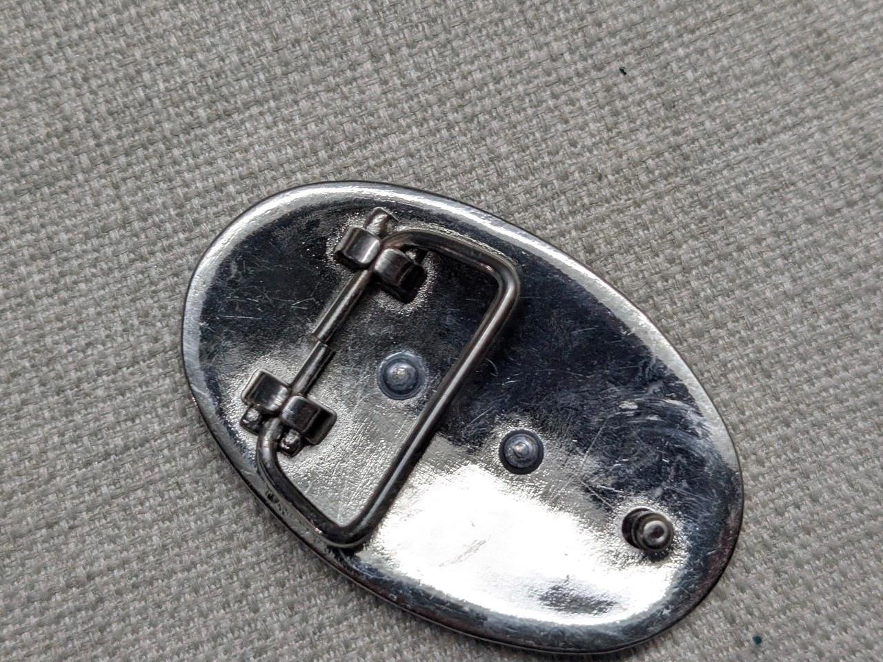 vintage WESTERN belt buckle CHROME cowboy BULL RIDING rodeo