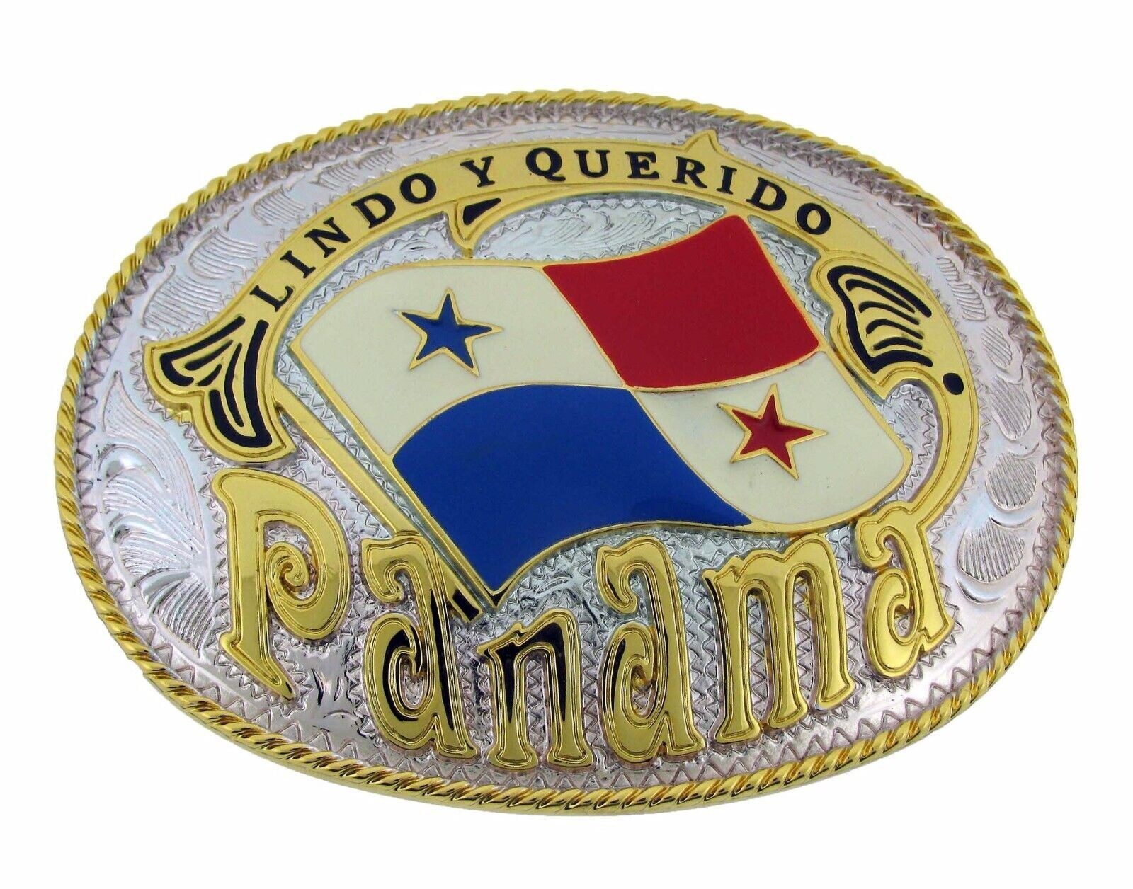 2 PCS Lindo Y Querido Panama Country Flag Belt Buckles Central Panamanians Rodeo