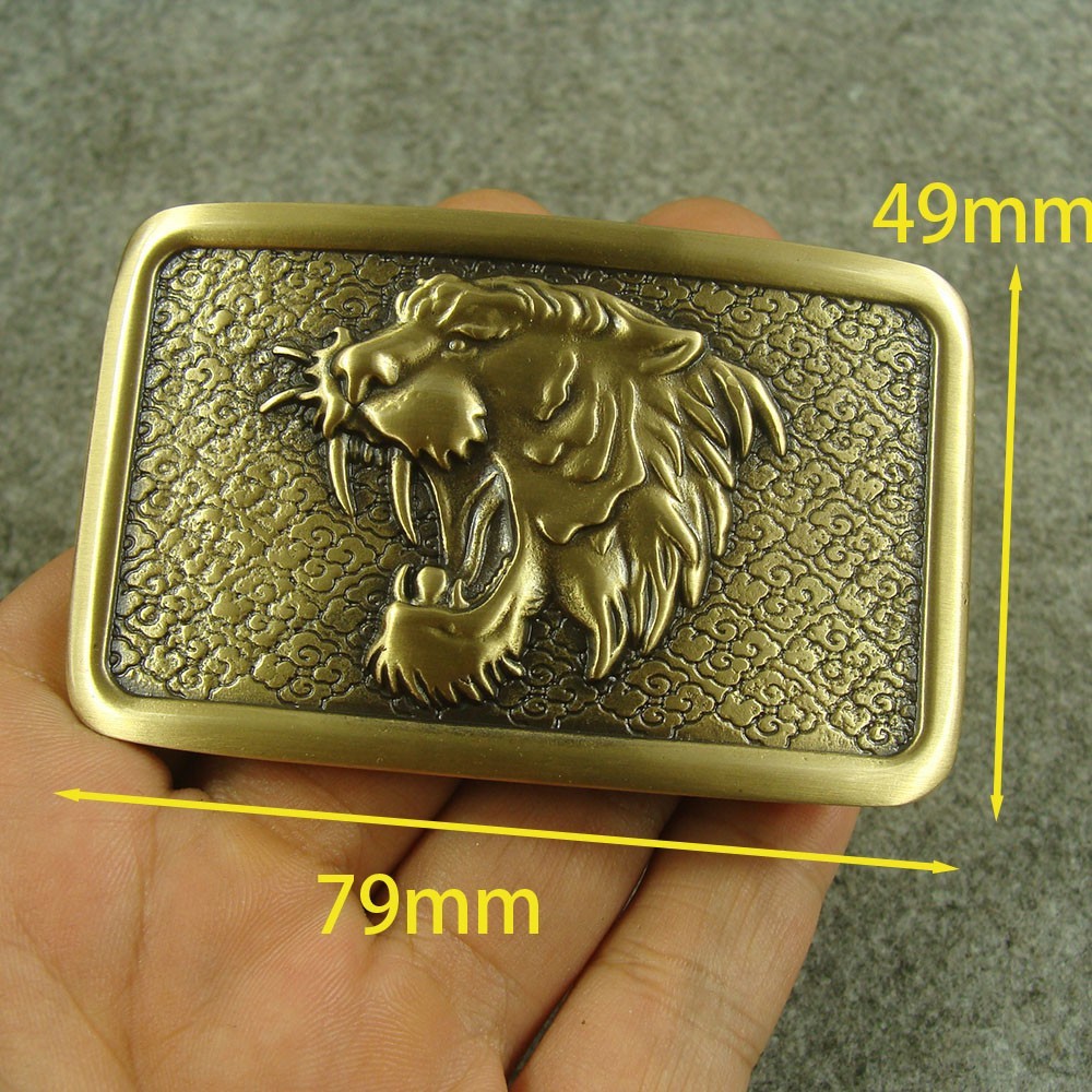 Solid Brass “ Tiger ” rectangle Belt Buckles 1.5&Prime; Plate Pin western Buckle Z309