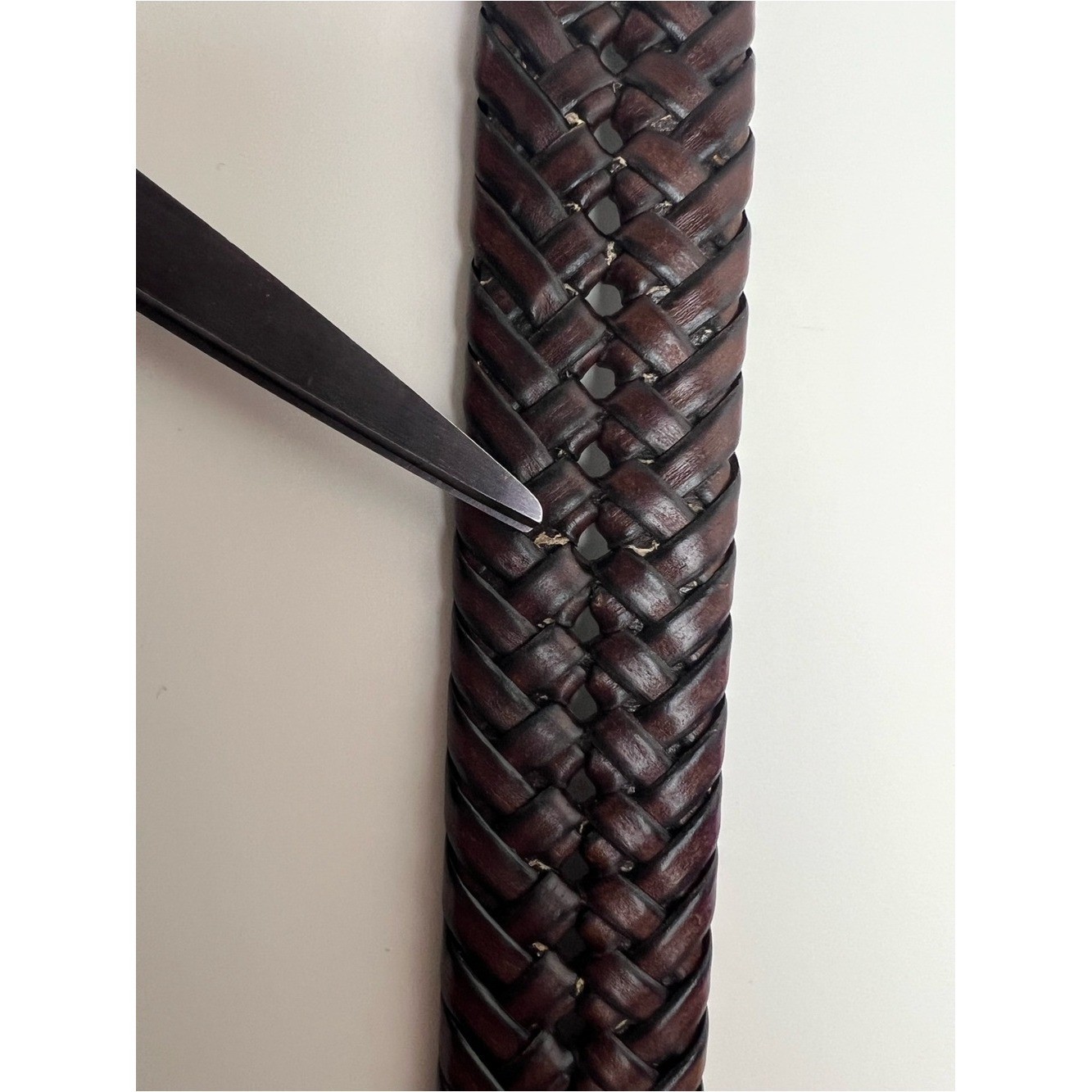 ALD Woven Braided Brown Leather Belt Gold Buckle Preppy Equestrian 48 Old Money