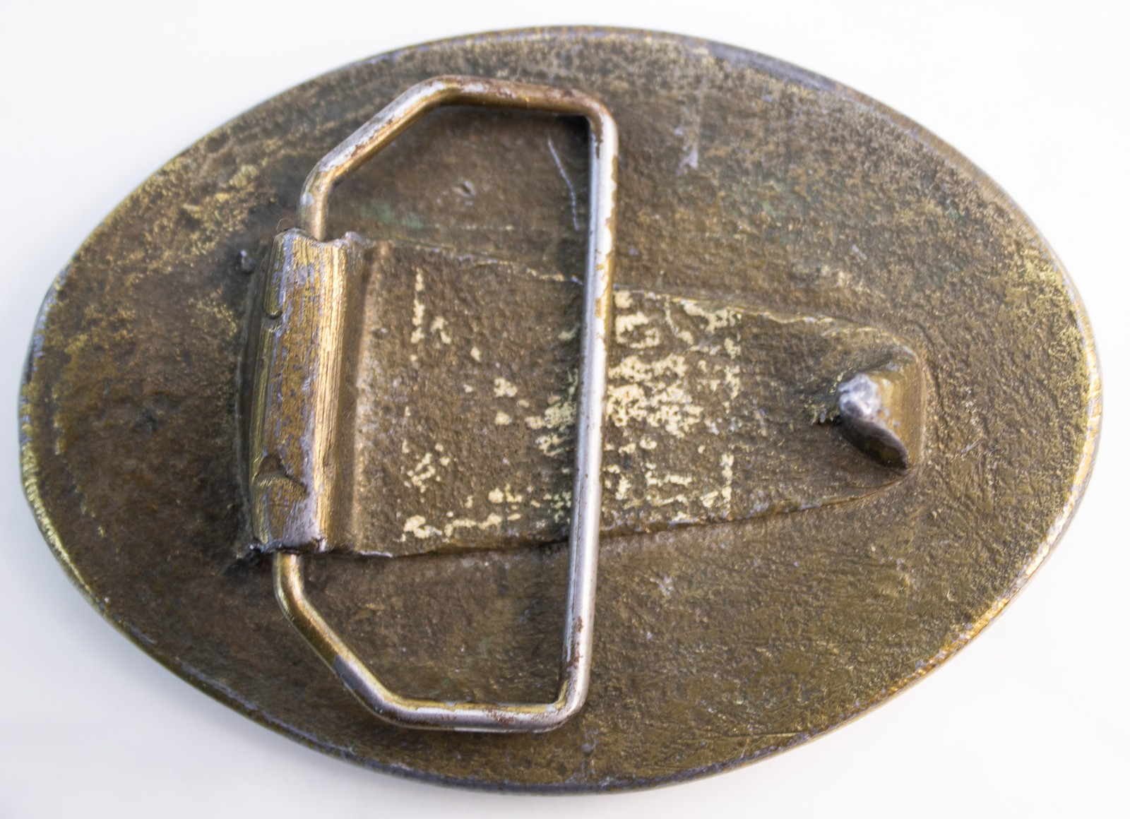 Vtg Brass Buffalo Nickel Bison Hammered Oval Belt Buckle Five Cents Western 70s