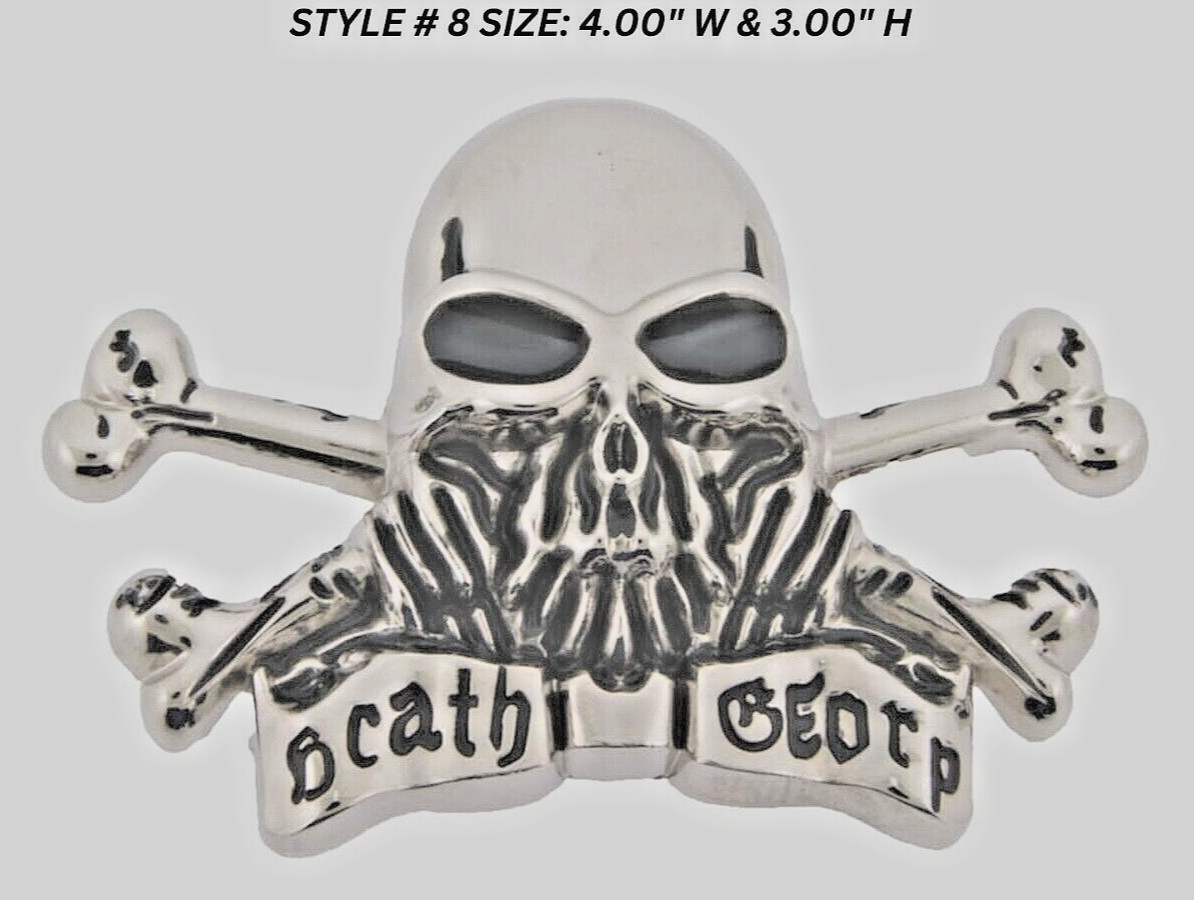 Skull Belt Buckle Silver Metal Skeleton Crossbones Pirate Sign Halloween Party
