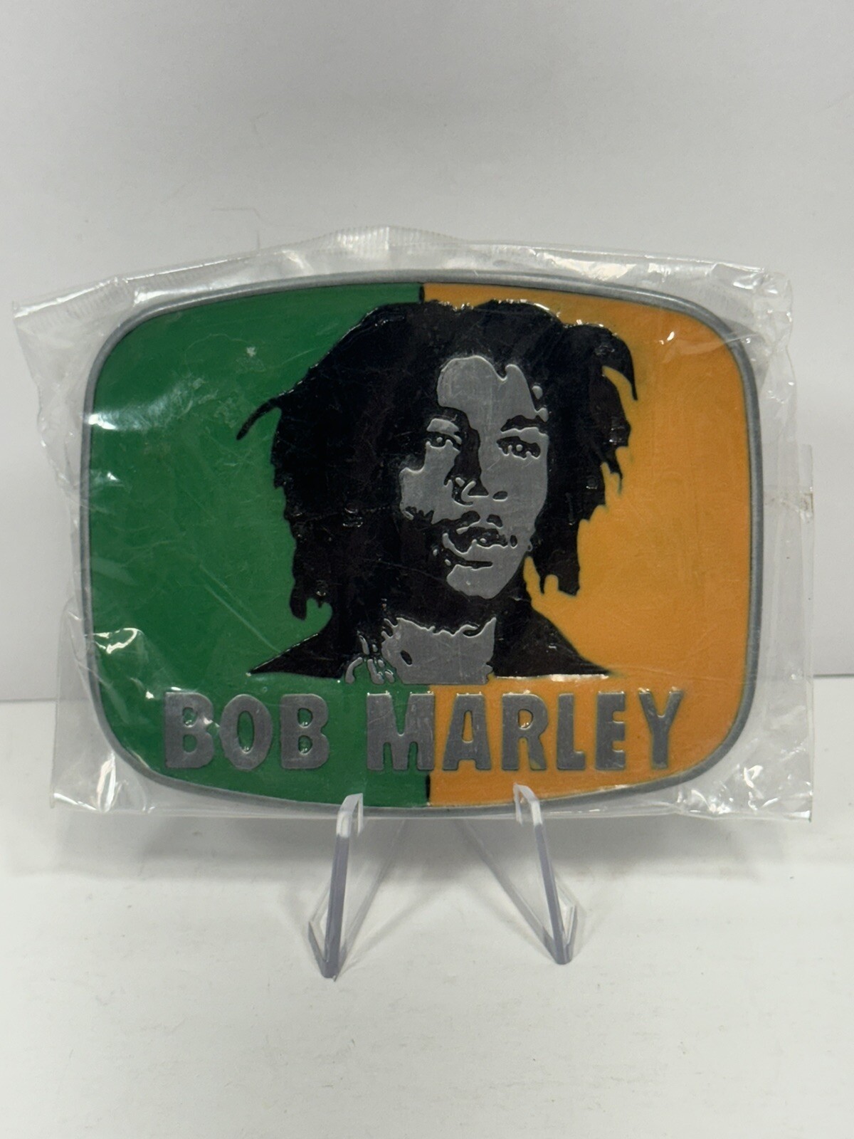 3.25” X 4” Green Yellow Bob Marley Belt Buckle