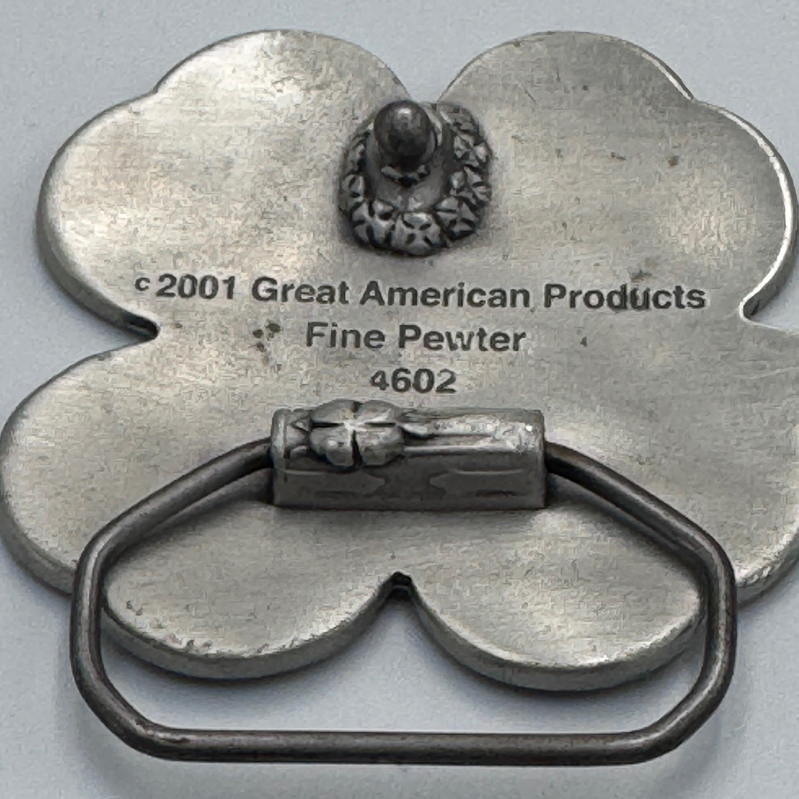 Great American Products 2001 Green Four Leaf Clover Fine Pewter Belt Buckle 4602