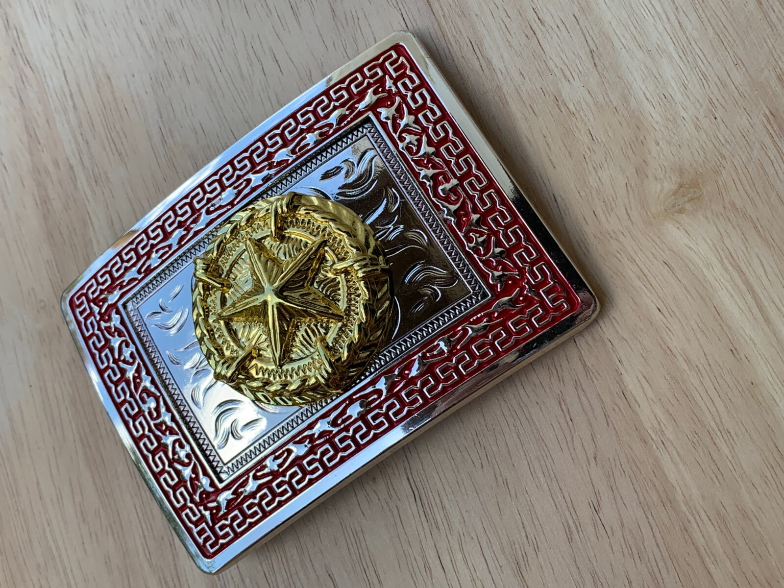 Western Buckle Silver Gold Red Texas Lone Star Cowboy Fit 2 » Hebillas Vaqueras