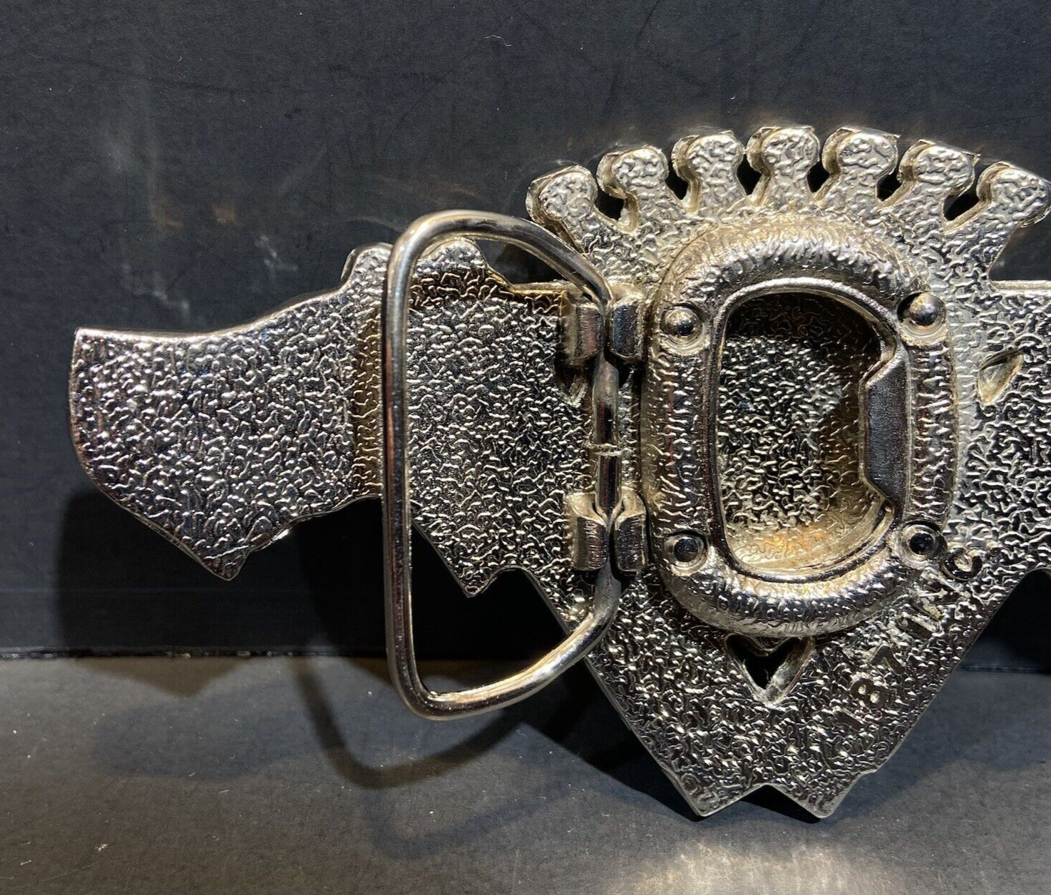 187 Inc Belt Buckle Guns Crest Emblem Black Enamel Silver Tone w/ Bottle Opener