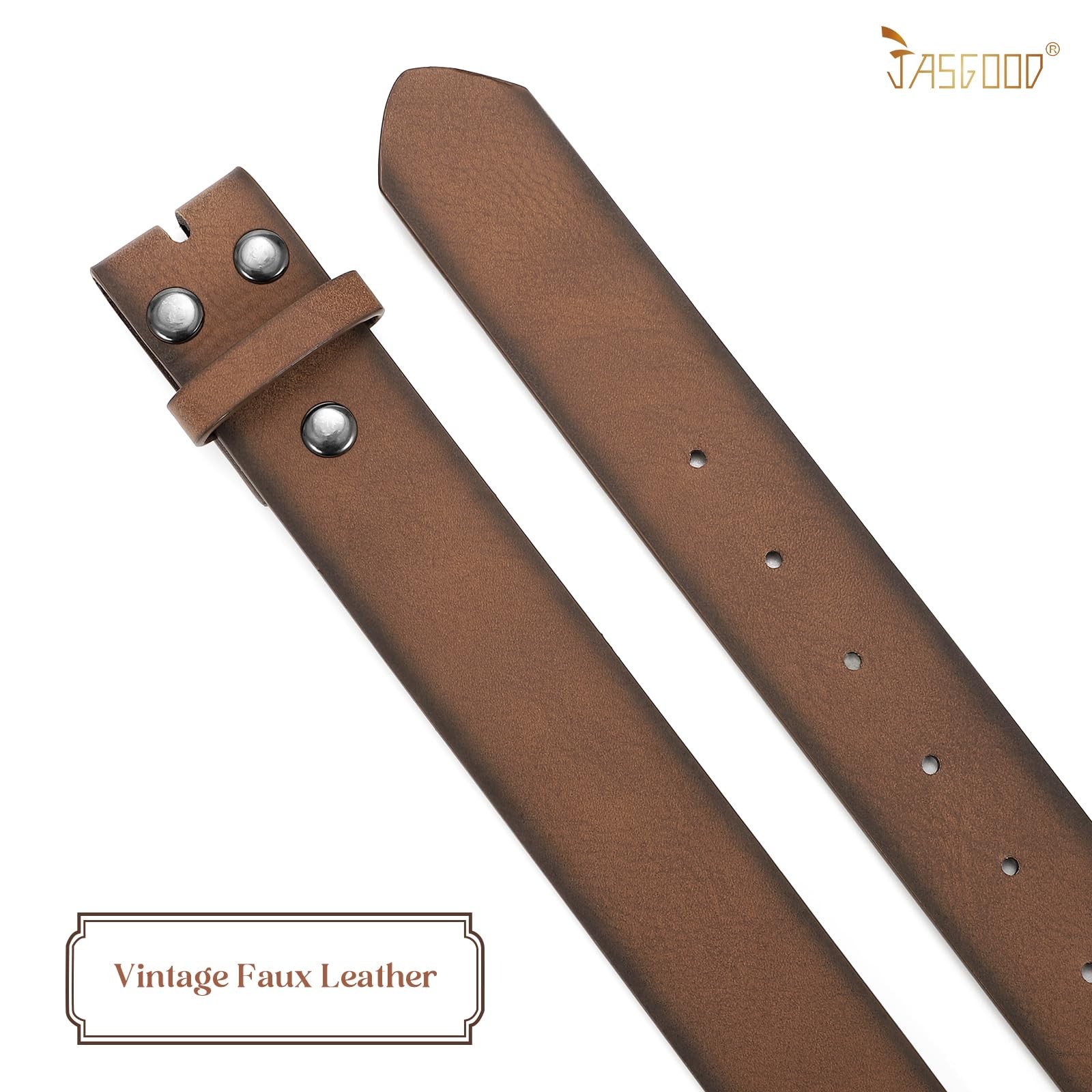 JASGOOD Western Leather Belt Strap for Fits waist size 27&Prime;-31&Prime;, D-dark Coffee
