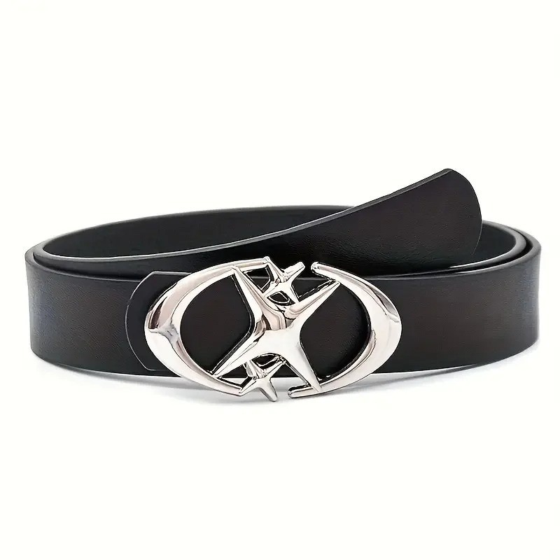 Stylish Oval Cross Buckle Belt Durable Simple Unisex Fashion Belt for Men Women