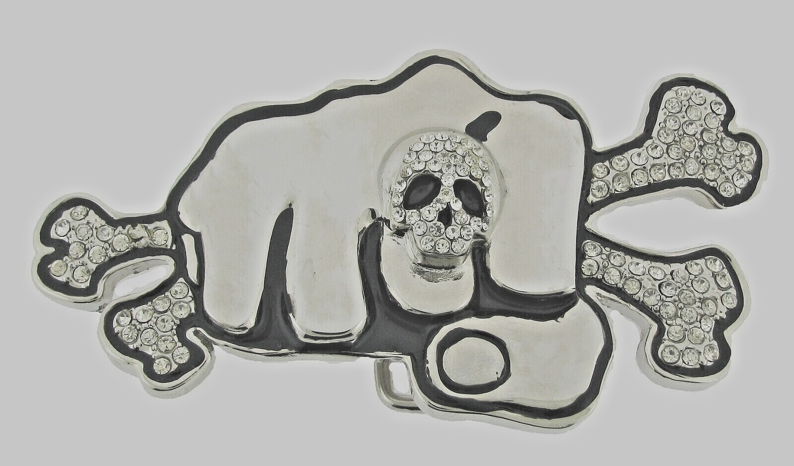 Skull Crossbones Belt Buckles Men Women Rhinestones Vintage Silver Metal Pirate