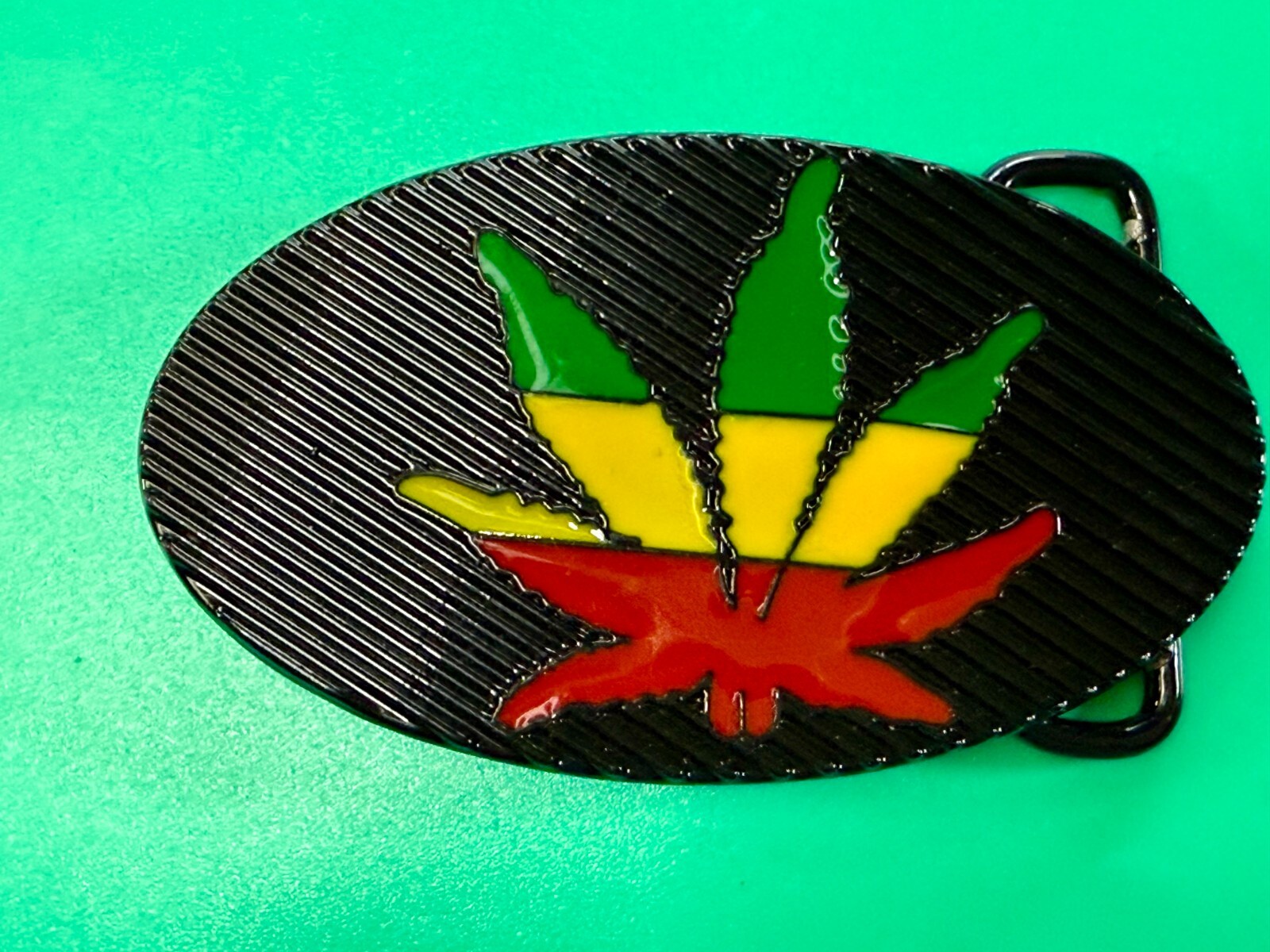 Rasta Colored Pot Marijuana CBD Weed Leaf Delta-283773 New Colorful Belt Buckle