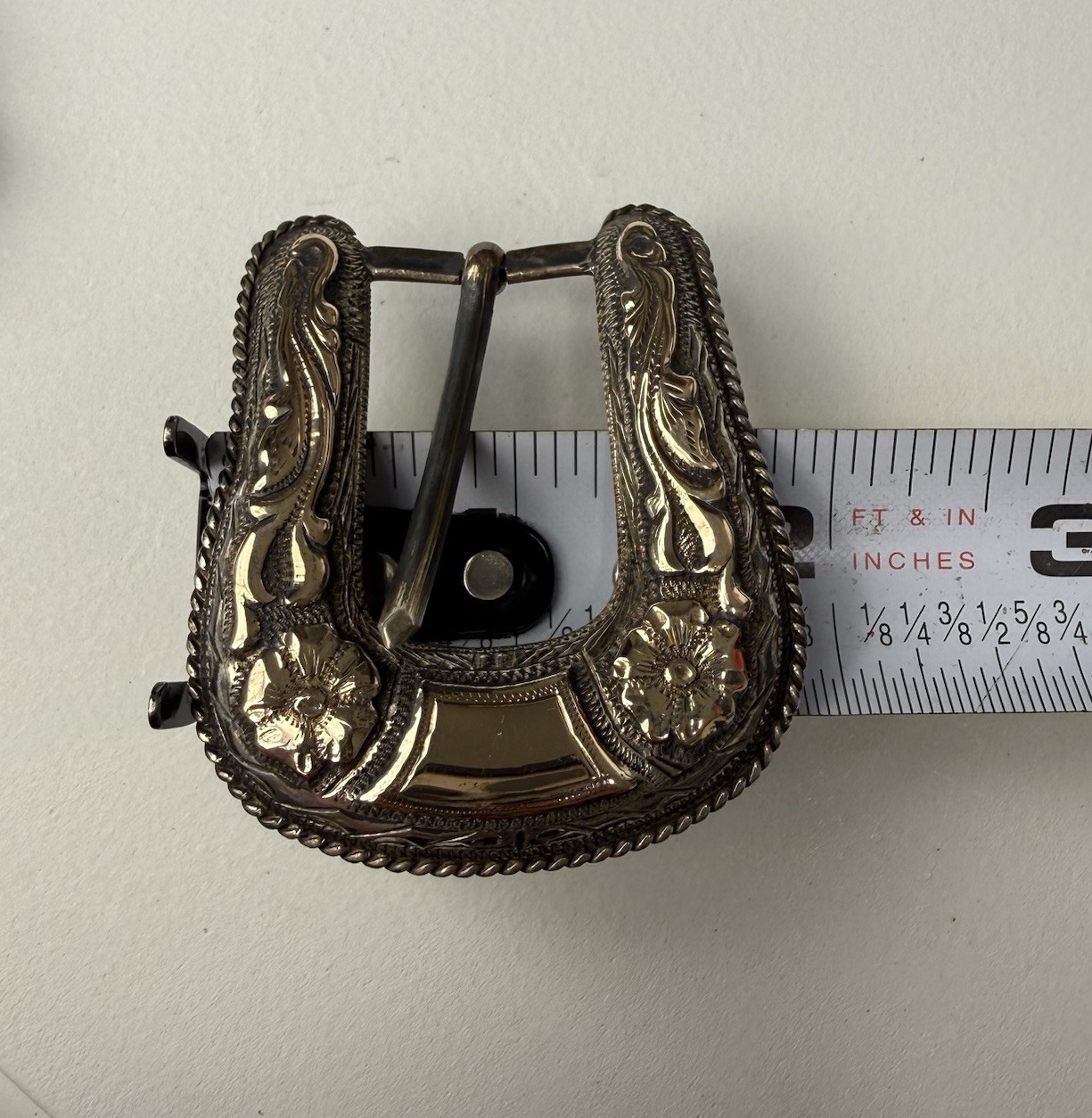 14K Gold Sterling Silver Hollands San Angelo 103 Ranger 3 Pc Belt Buckle Set