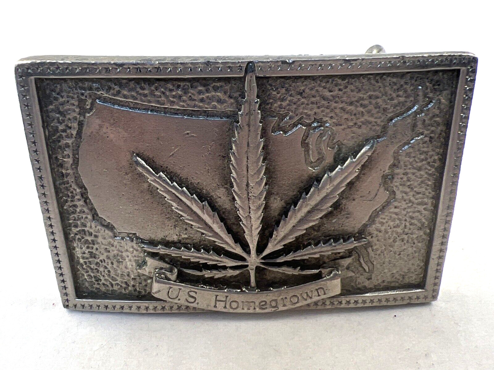 US Homegrown Silver Belt Buckle Square Outlaw Country Men Marijuana Hall of Fame