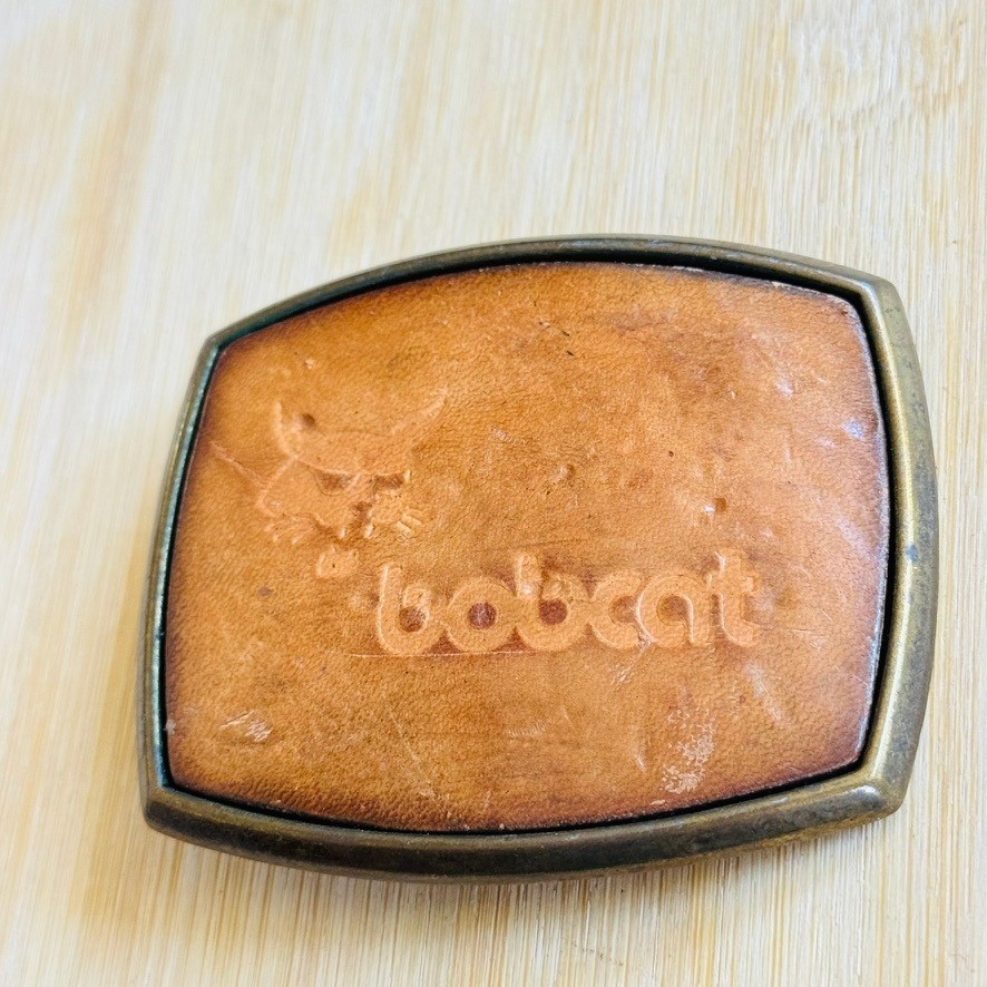 Vintage El Cid Bobcat belt buckle Leather brass Rare