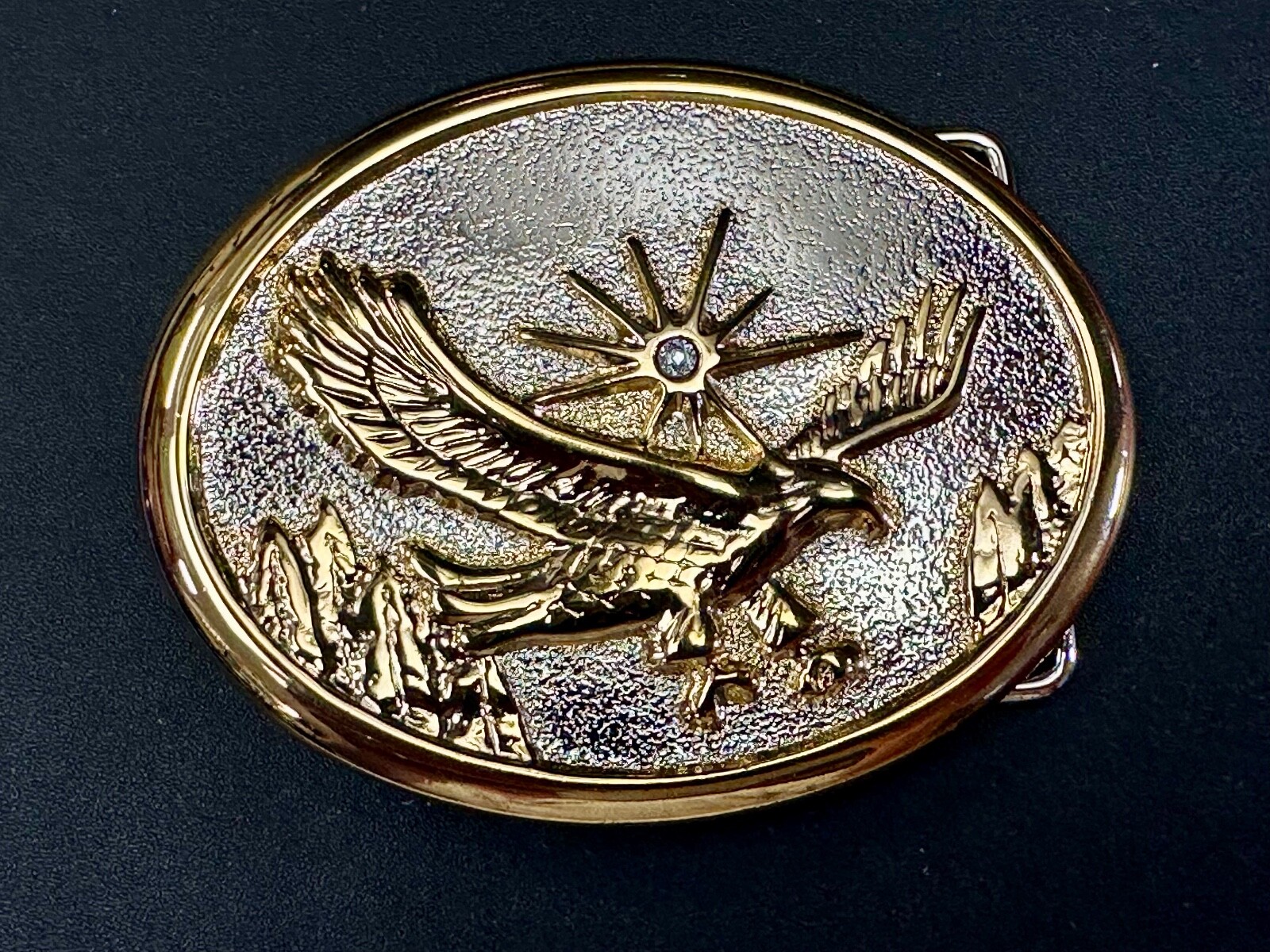 Majestic American Eagle Flying Wings Wide W/ Starburst Two Tone NOS Belt Buckle