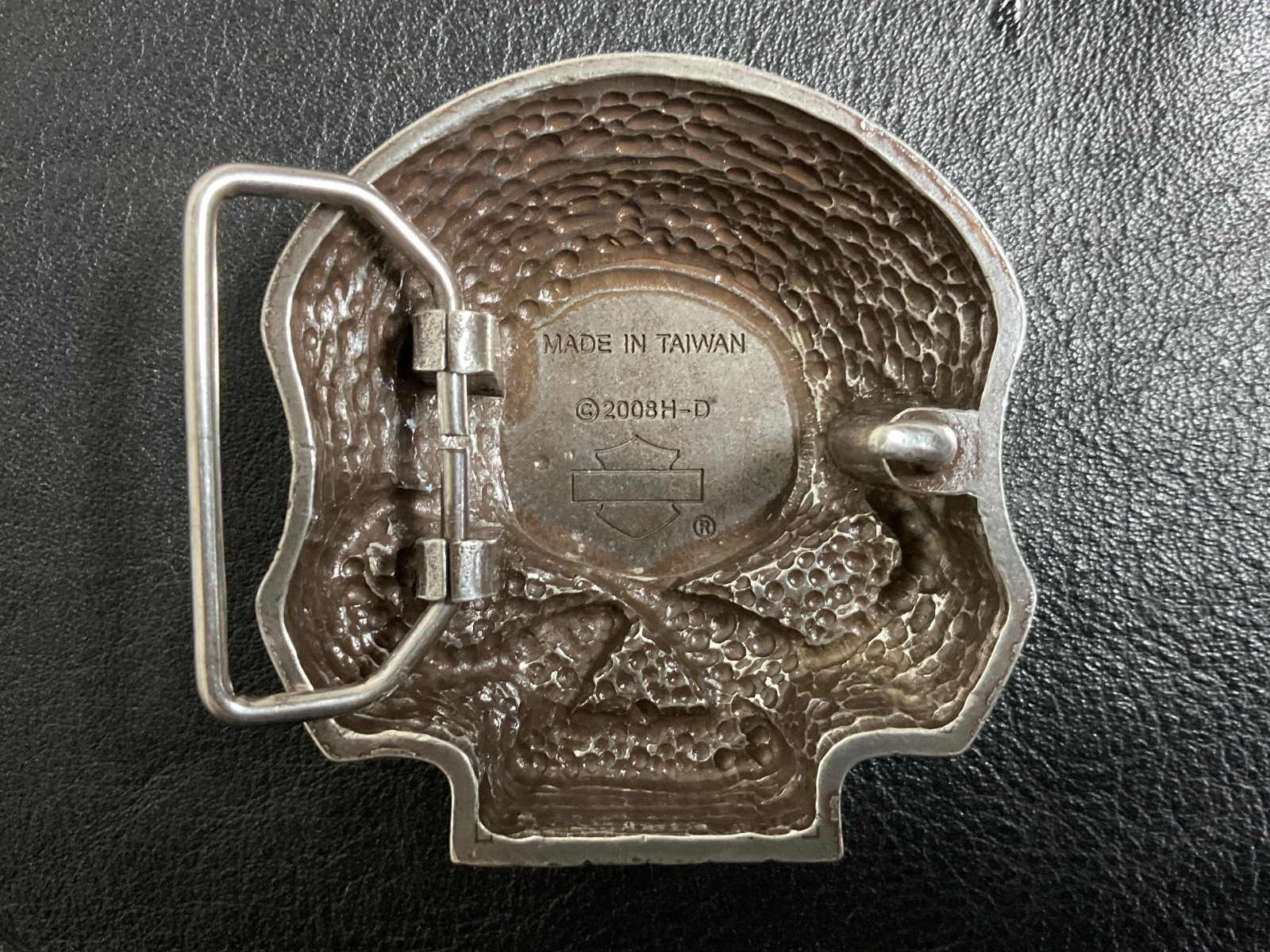 Iconic,Harley-Davidson Willie G skull belt buckle. Silver plaited.#HDMBU10080.