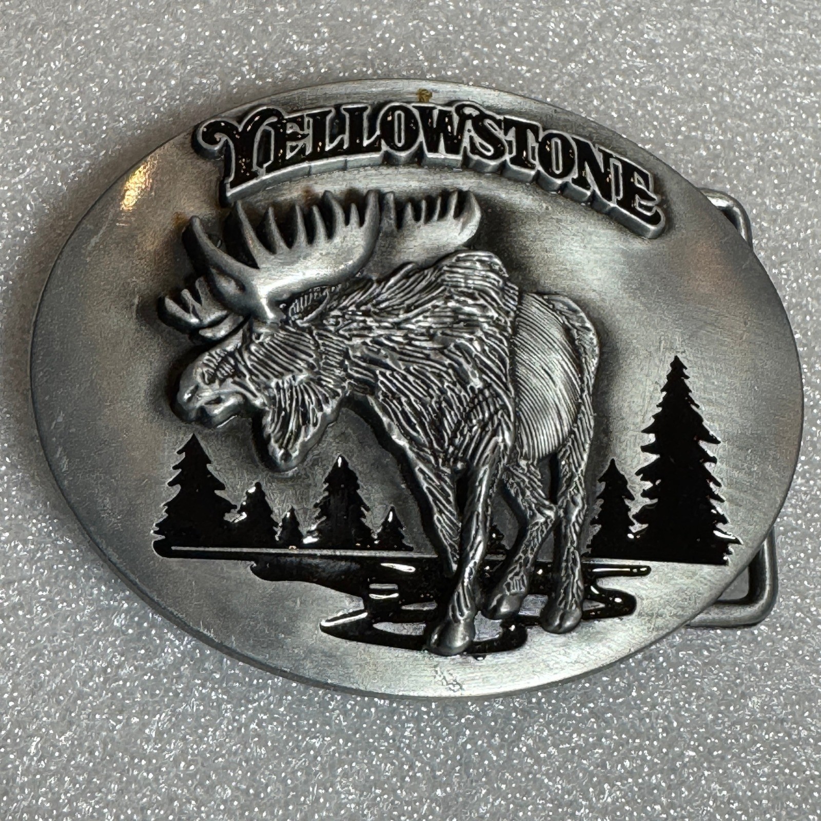 Yellowstone National Park Moose Belt Buckle Collectible Metal Silver Tone