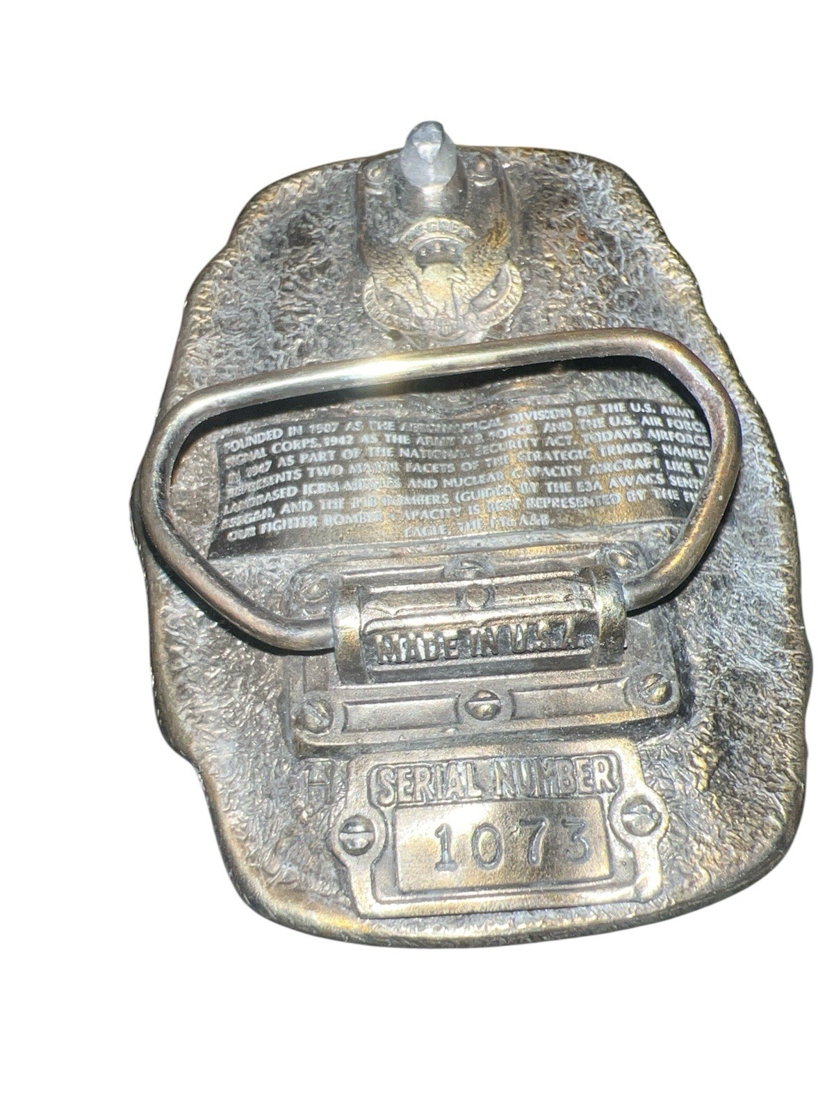 Vintage Belt Buckle US Air Force Military Jet Fighter 1983 Air Superiority