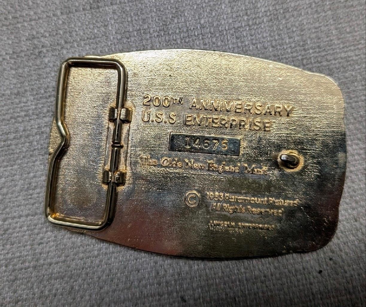 vintage STAR TREK belt buckle 24KT gold USS ENTERPRISE genuine silver WESTERN