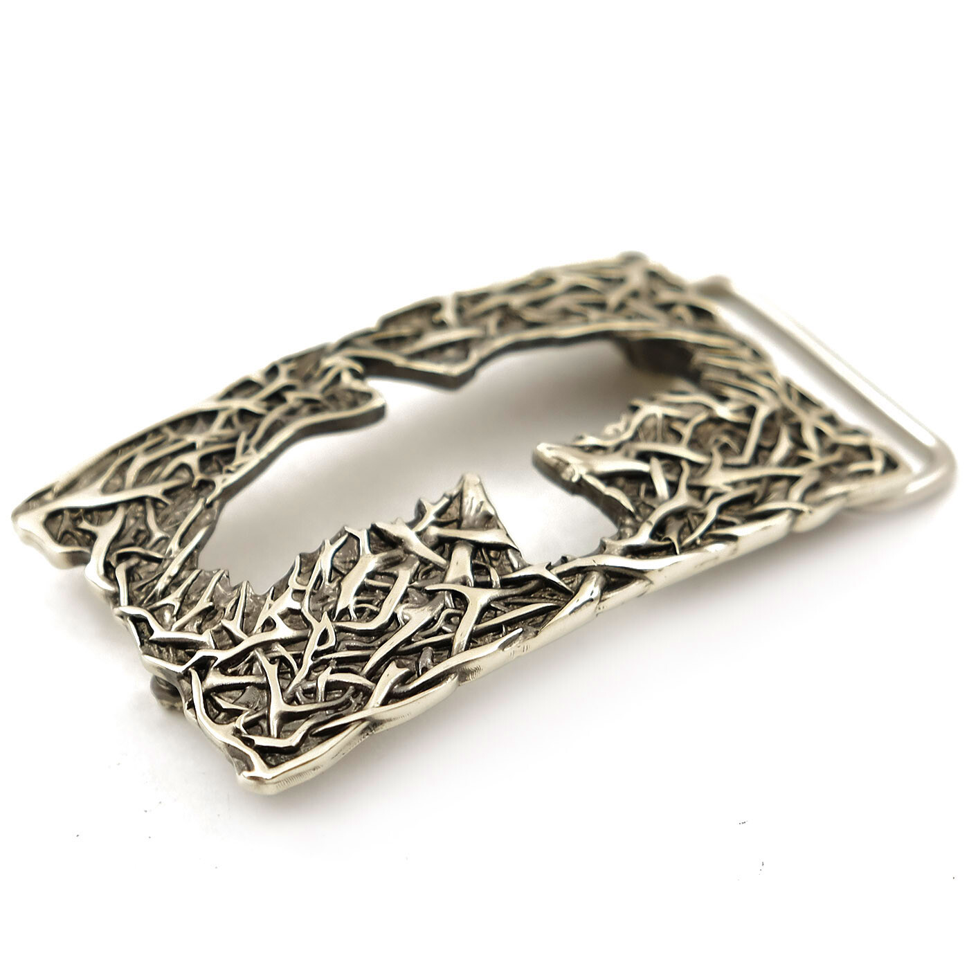 German silver belt buckle Crow, Handmade belt buckle, Mythical black bird buckle
