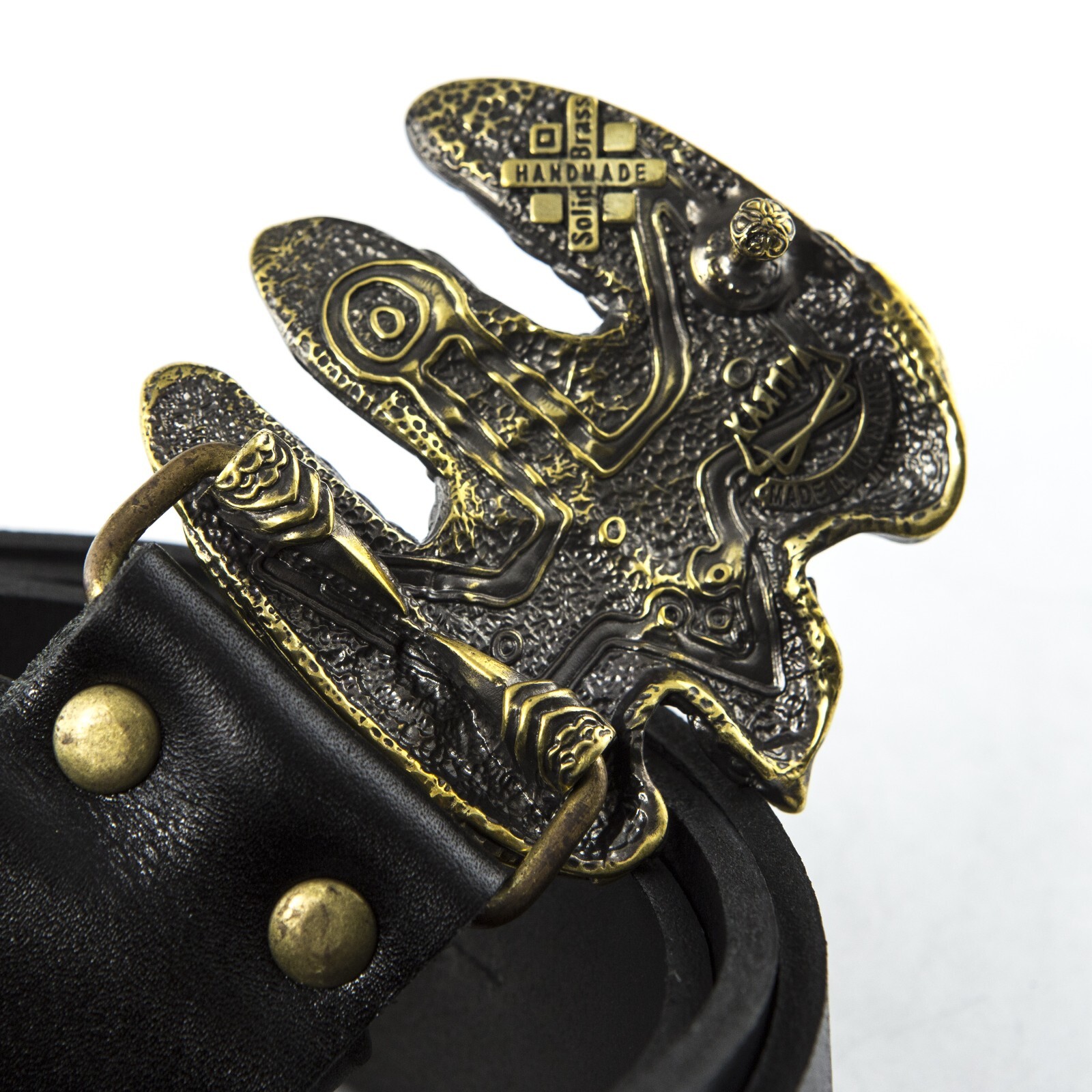 Handmade brass belt buckle Fighting Falcon, Solid hunting hawk sculptural