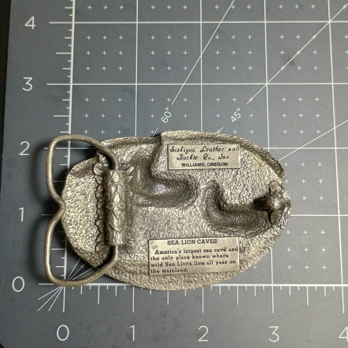 Buckle: Sea Lion Caves. Florence, Oregon Commemorative Pewter